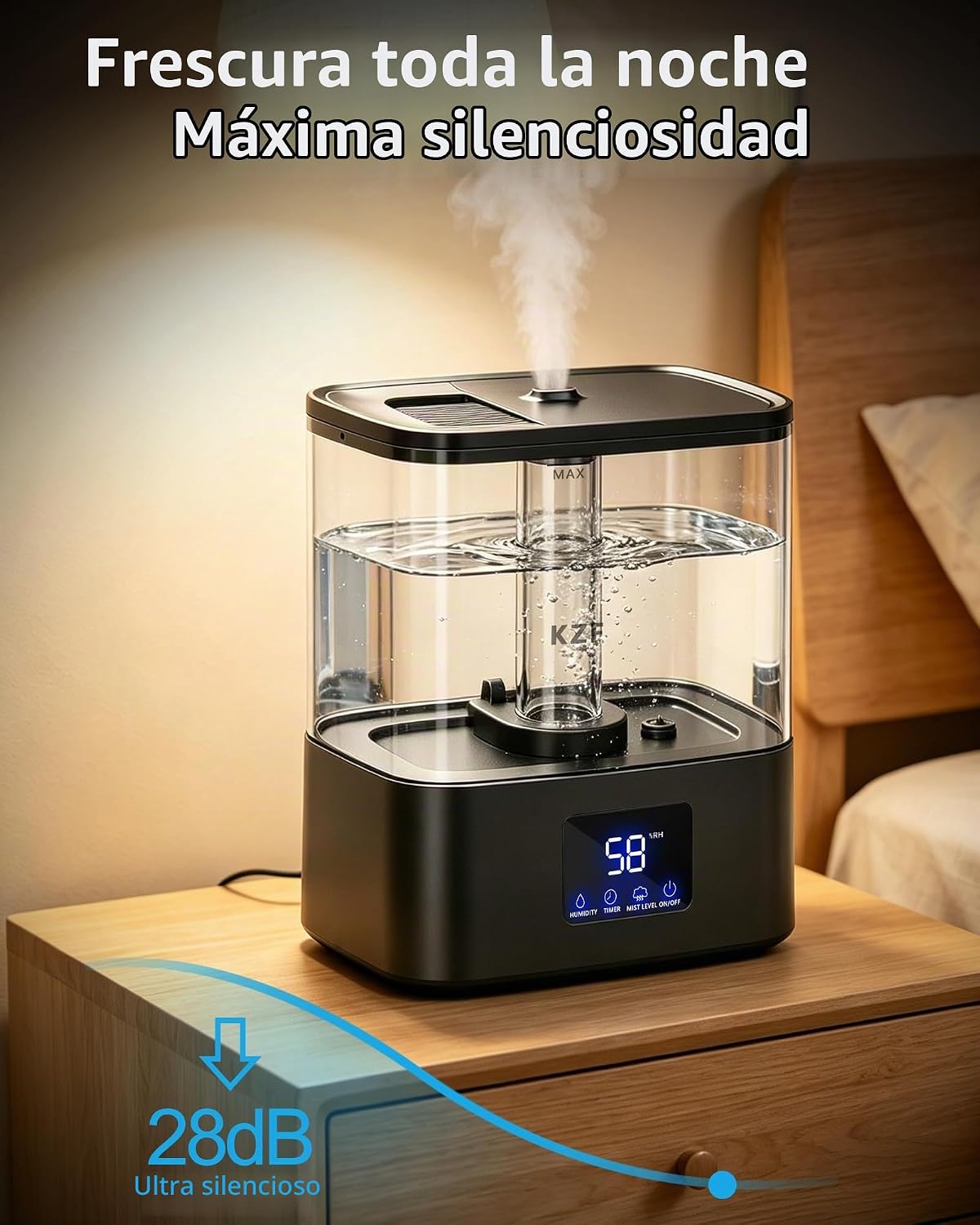 KZF Humidificadores para dormitorio, humidificador de niebla fría d...
