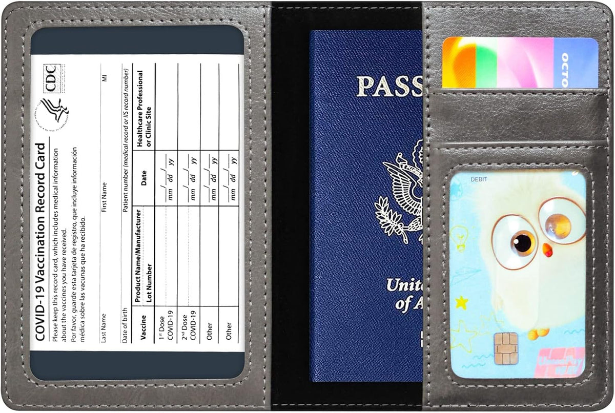 Funda para Pasaporte Cartera con Bloqueo RFID Cuero Ranura para Tar...