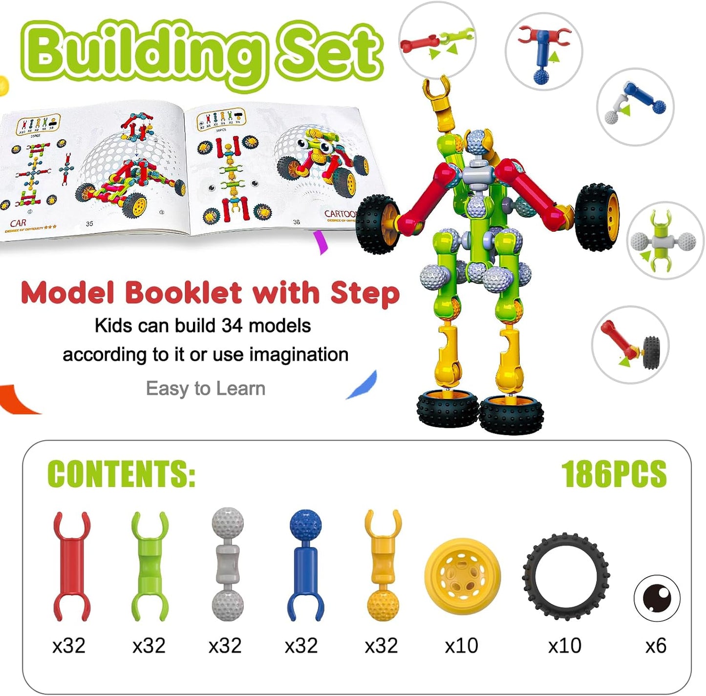 Juguetes de construcción STEM para niños de 3, 4, 5, 6, 7, 8+ años,...