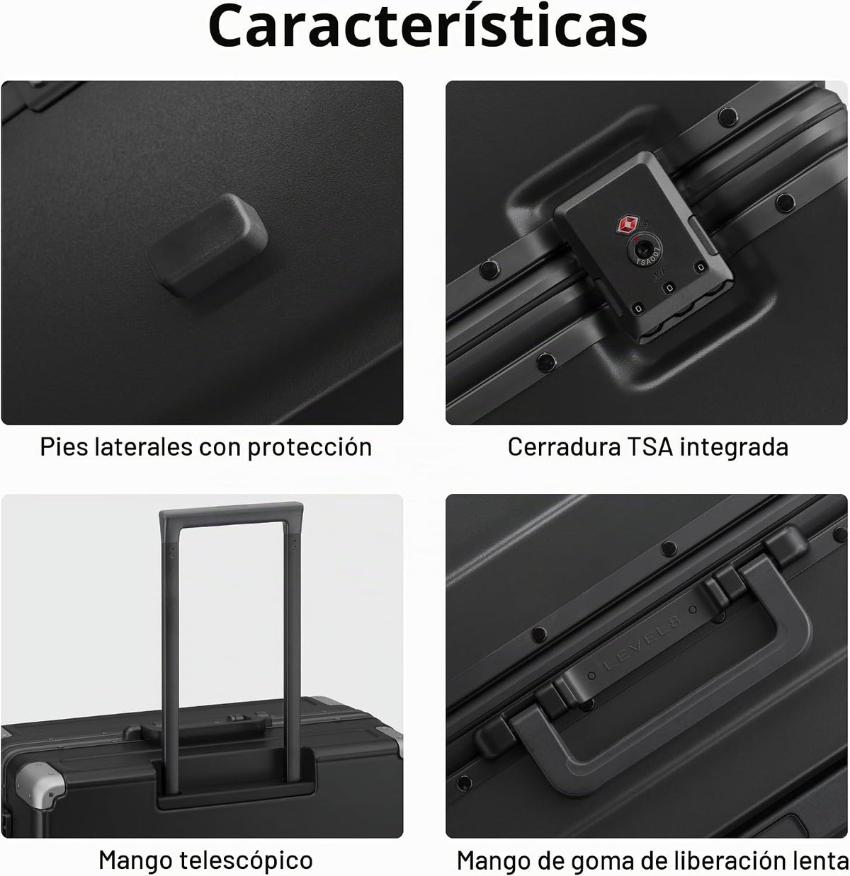 LEVEL8 Maletas rígidas de equipaje sin cremallera con ruedas girato...