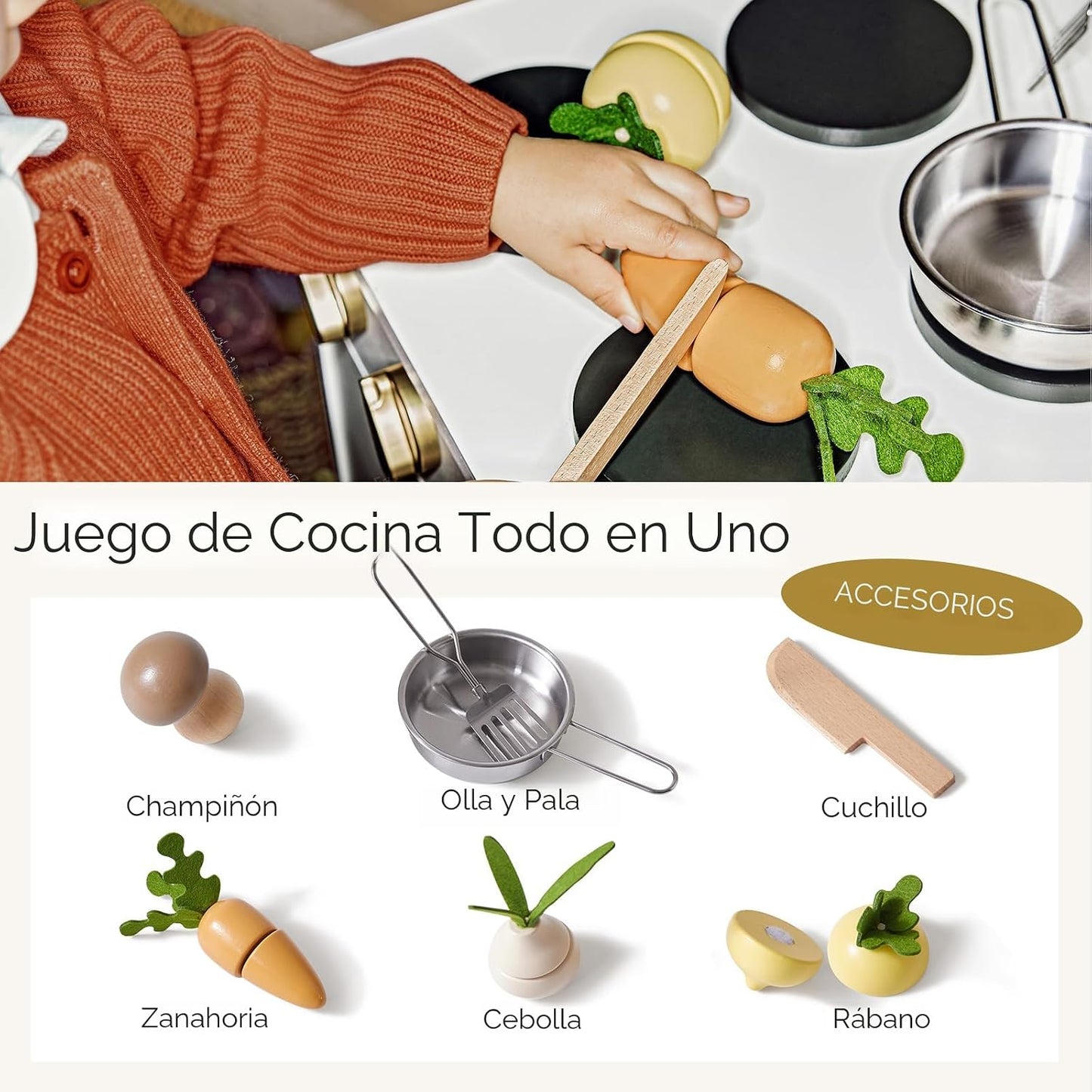Tiny Land Juego de cocina para niños pequeños, juego de cocina de m...