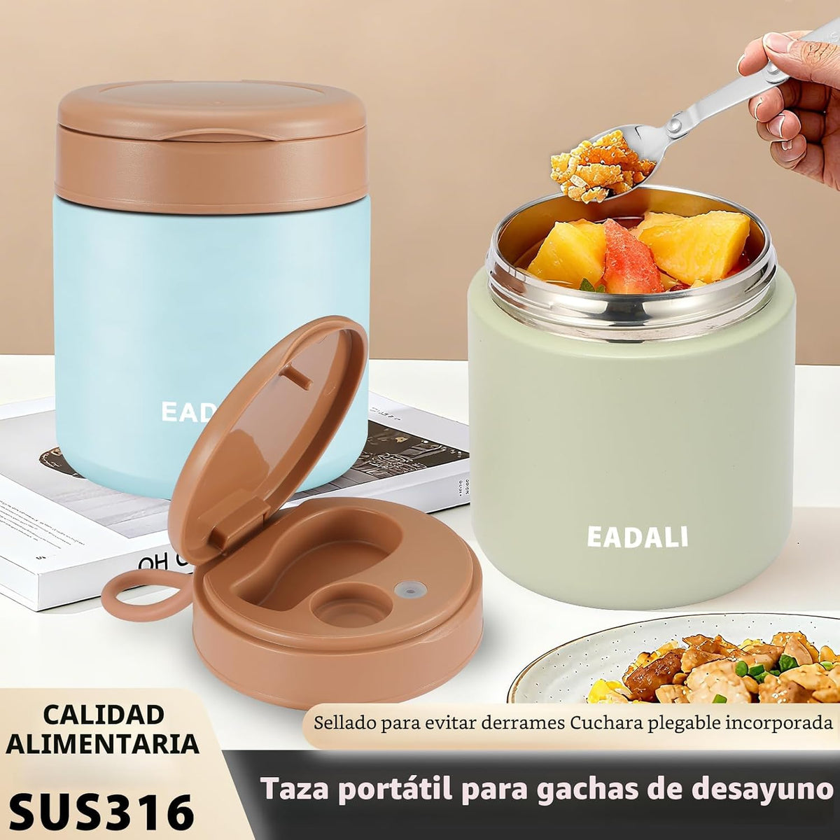 Eadali Tarro térmico para alimentos de 15.2 onzas para niños y adul...