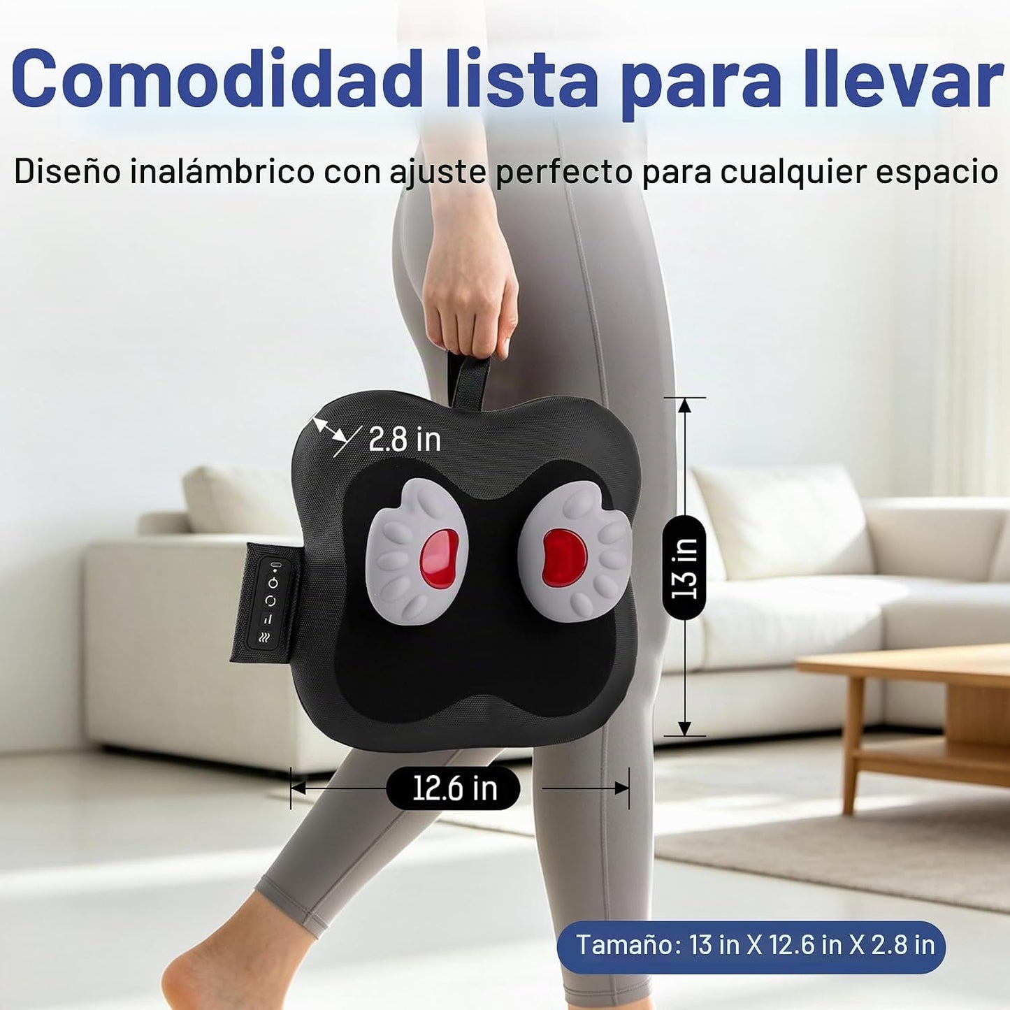 Masajeador inalámbrico de espalda y cuello con calor, tejido profun...