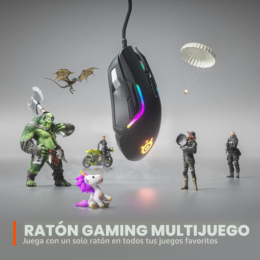 SteelSeries Rival 5 Mouse para juegos con iluminación RGB PrismSync...