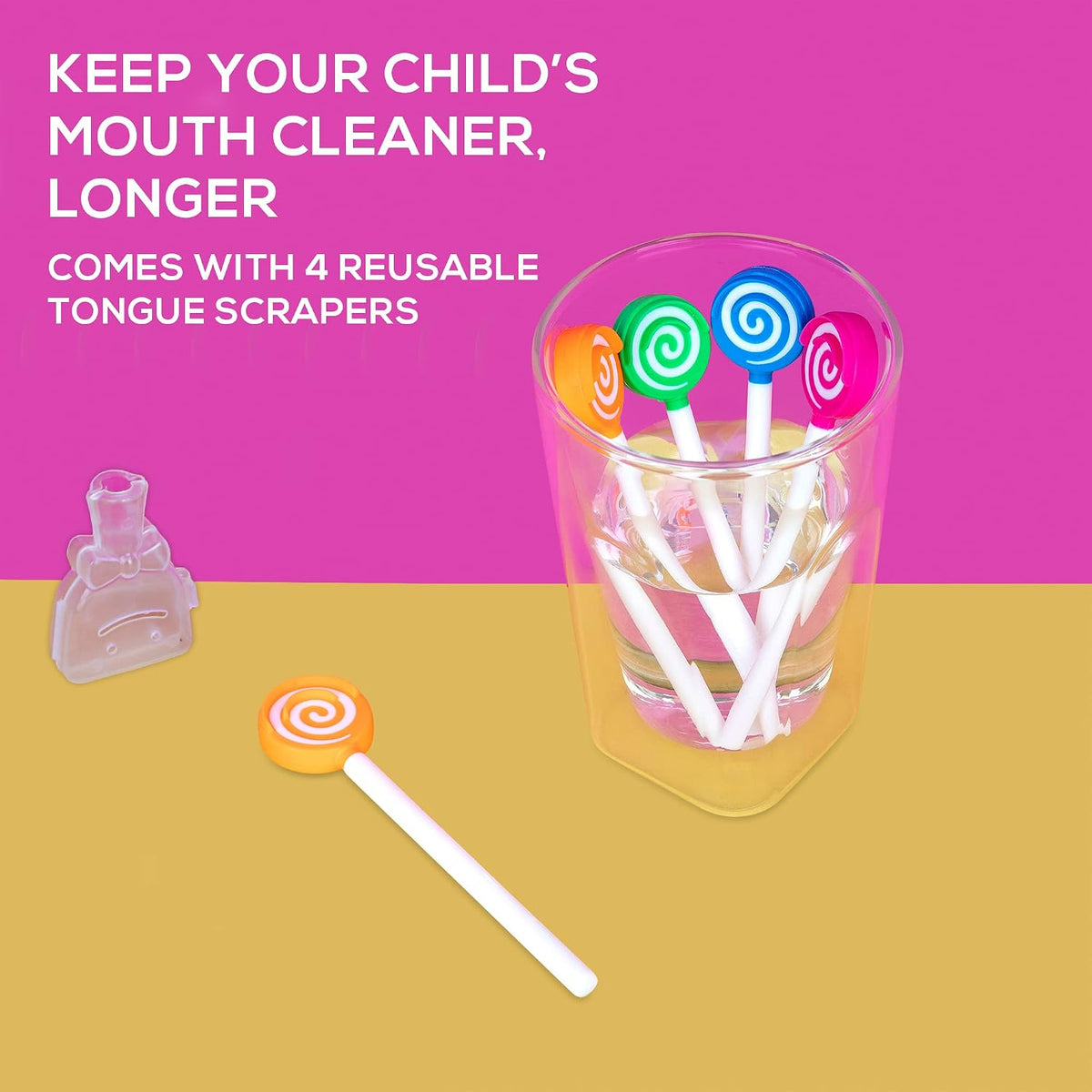 55Dental - Juego de raspador o limpiador de lengua para niños, rasp...