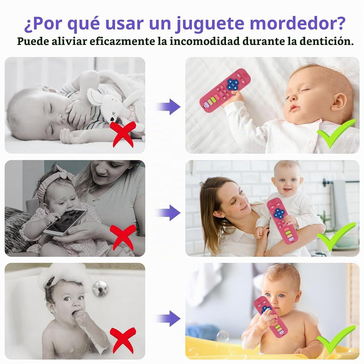 Juguete del mordedor del bebé para los bebés 3-24 meses TV Control...