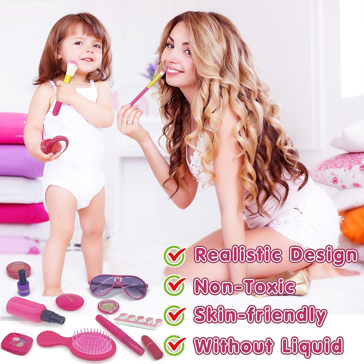Kit de maquillaje de unicornio para niñas pequeñas, juego de maquil...