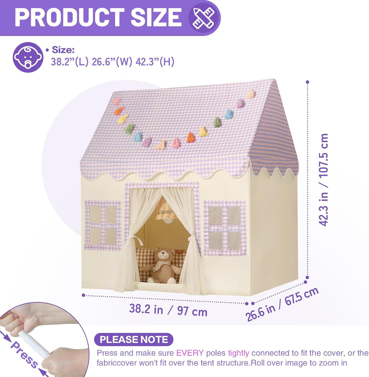 Senodeer Tienda de campaña para niños en interiores: alfombrilla, g...