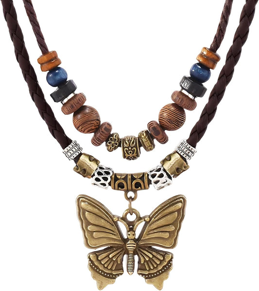 CZMZHFC Collar bohemio para mujer, collares con colgante de maripos...
