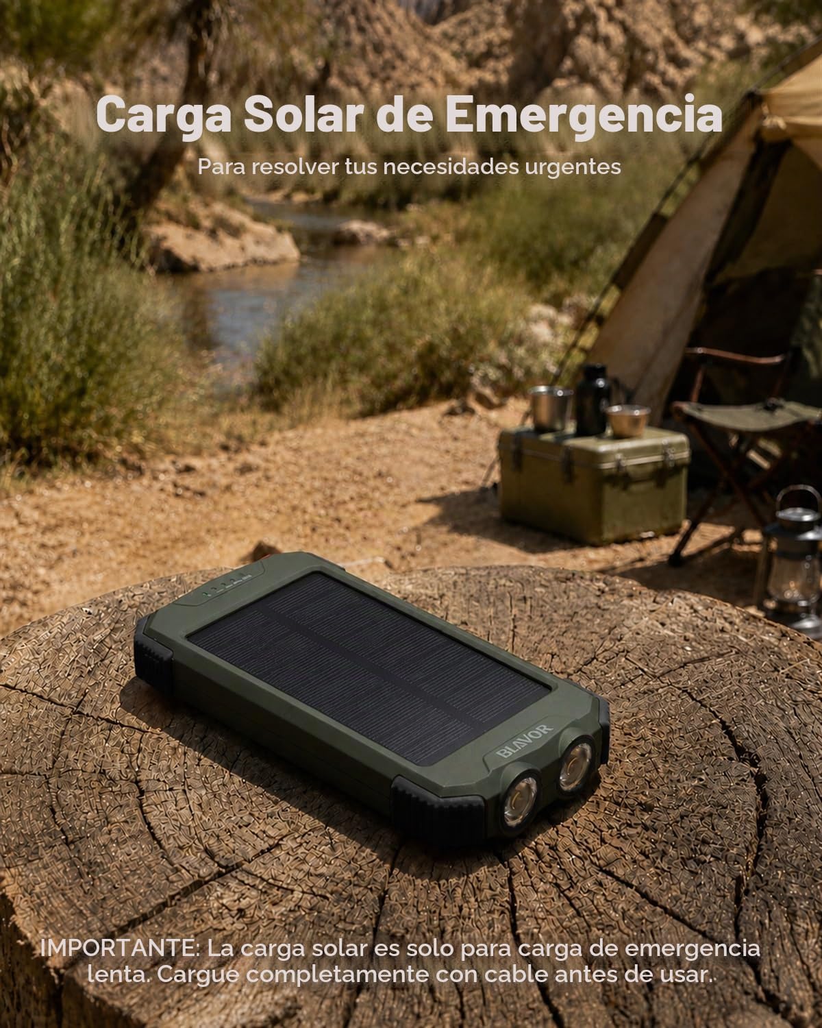 BLAVOR Banco de energía solar 10,000mAh cargador inalámbrico portát...