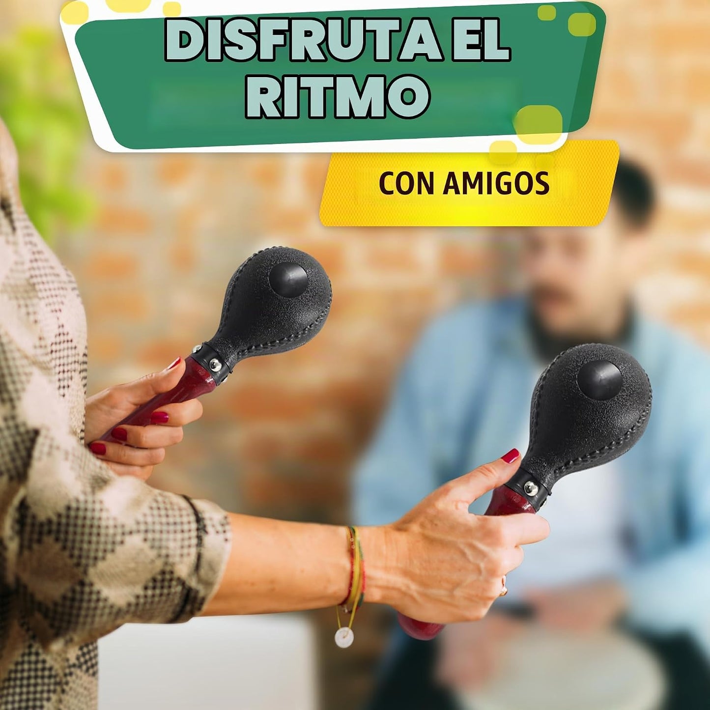 Maracas para adultos y niños, 2 piezas, 10.2 pulgadas, plástico ABS...