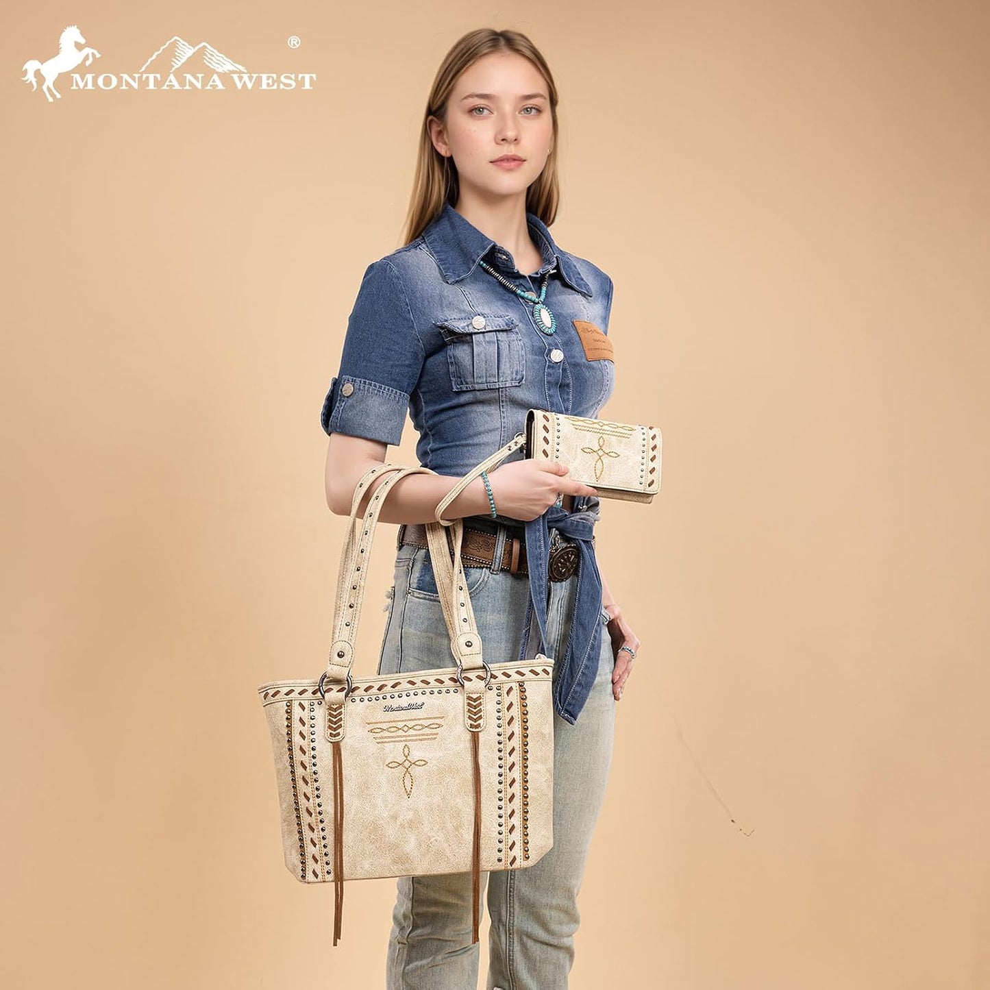 Montana West - Bolso tote de colección espiritual estilo western pa...