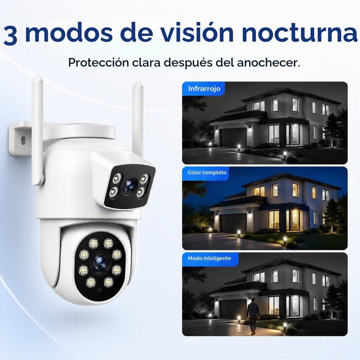 Cámara de seguridad PTZ de doble lente Camcamp 2K para exteriores,...