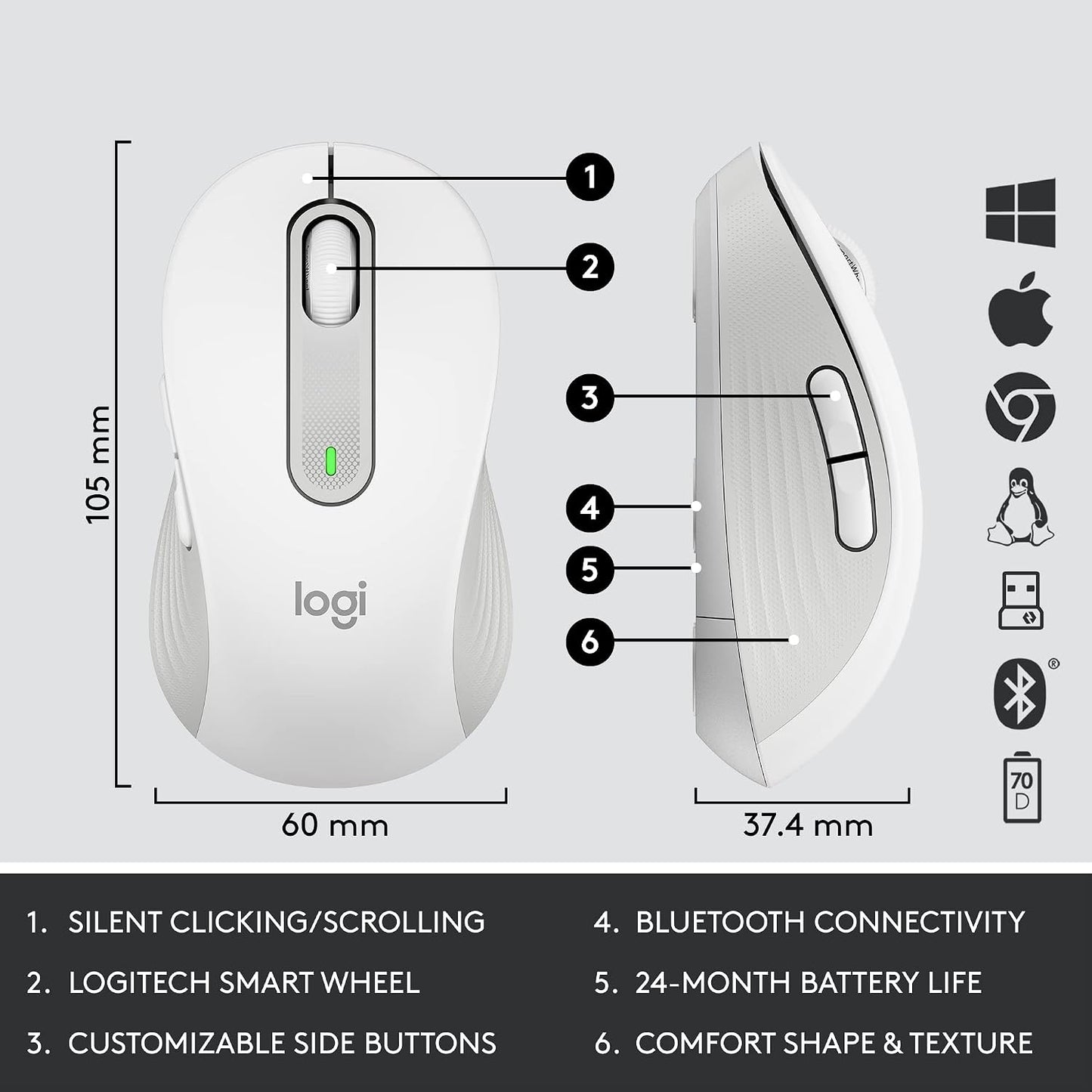 Logitech Signature MK650 Combo para teclado y mouse empresariales,...