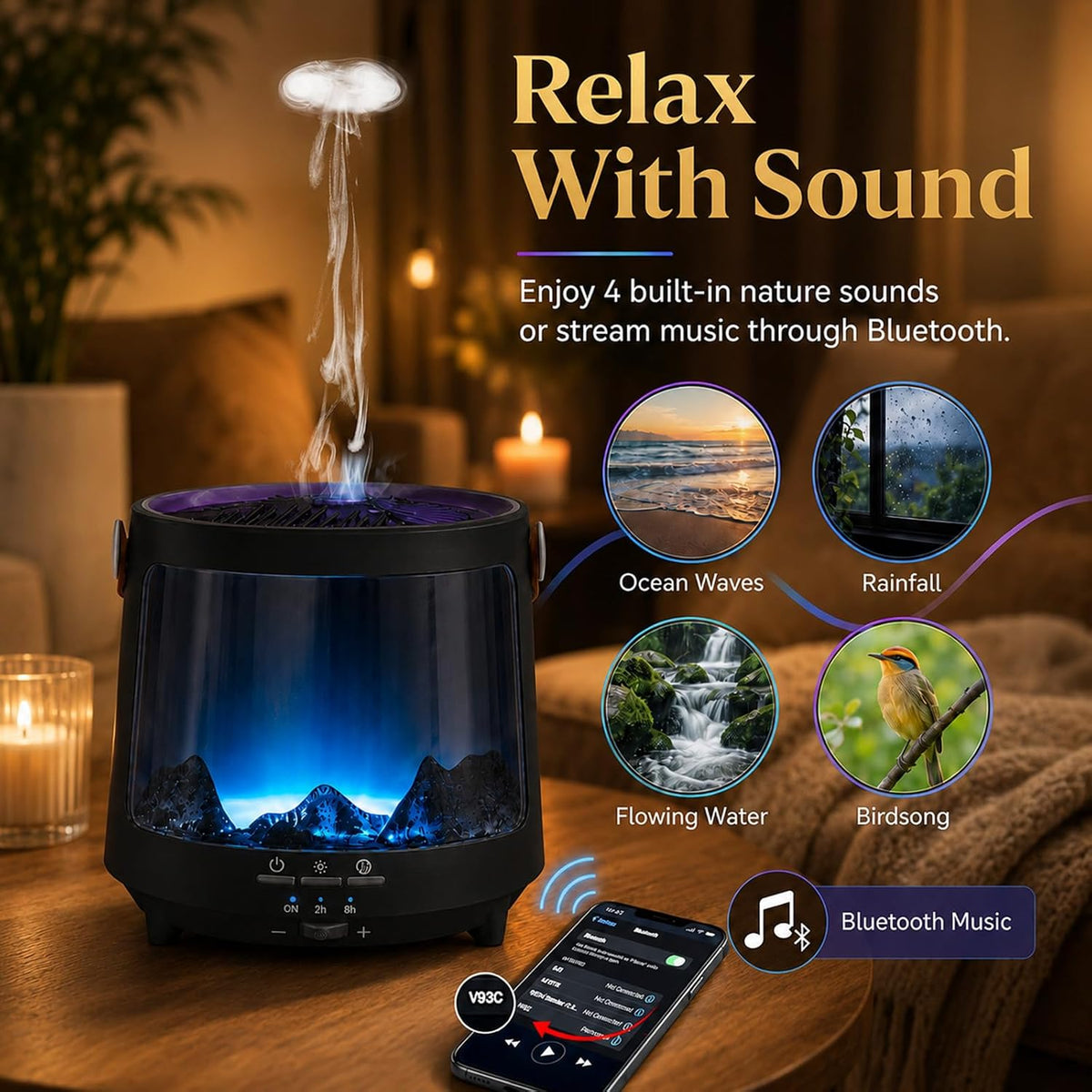 Medusa Aroma Difusor Auto-Off Cool Mist Humidificador para el hogar...
