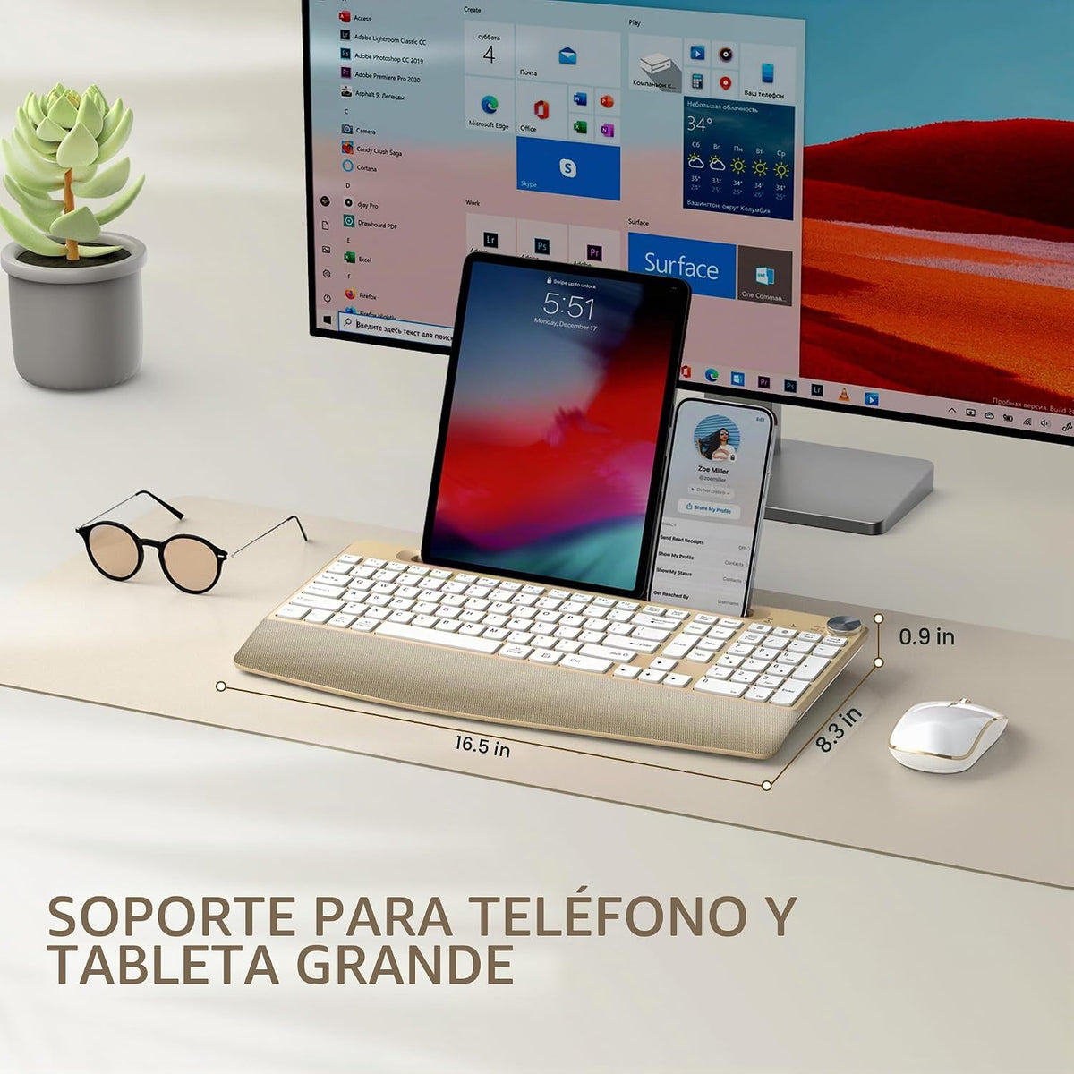 JOYACCESS Combo ergonómico de teclado y mouse inalámbricos, teclado...