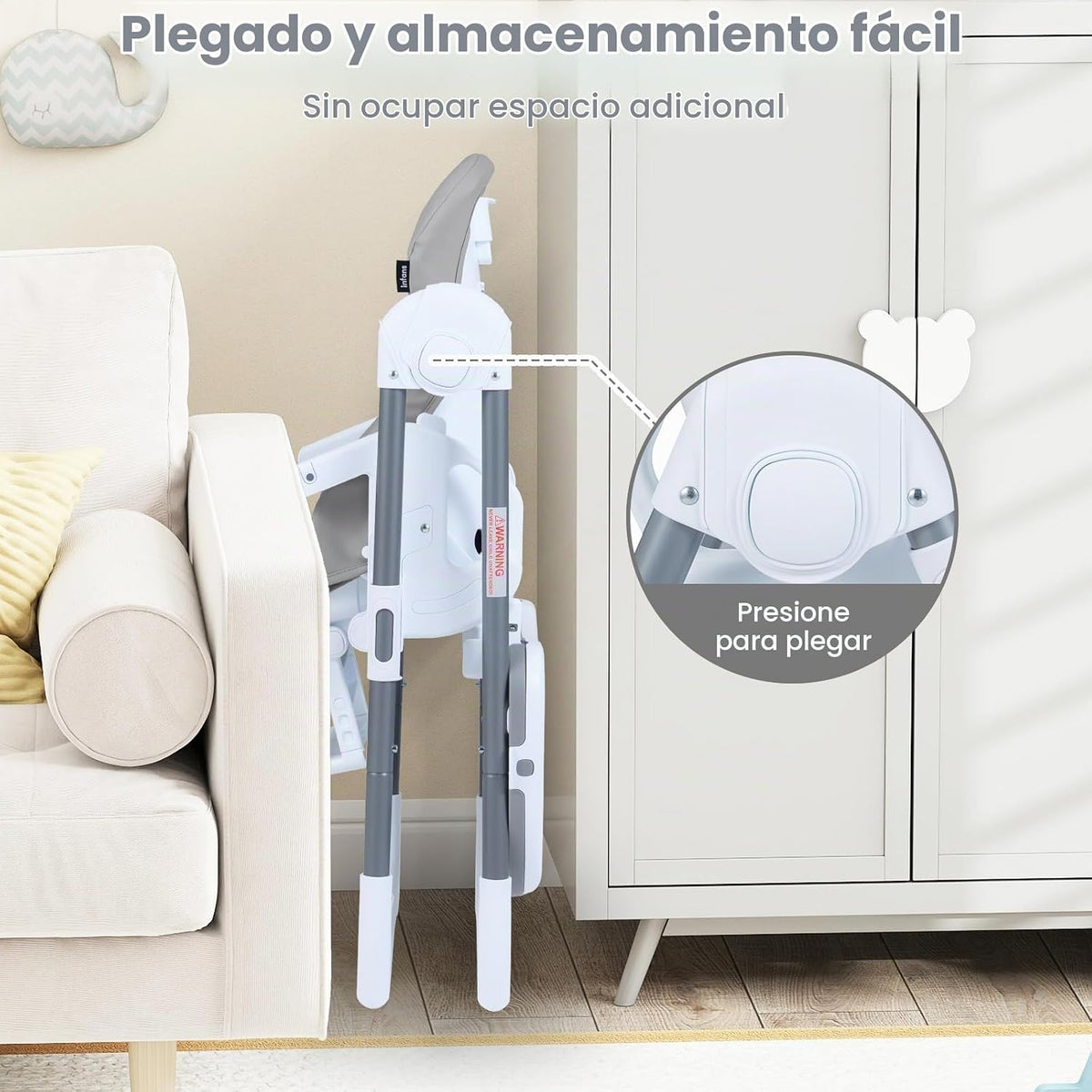 INFANS Silla alta para bebés y niños pequeños, silla alta plegable...