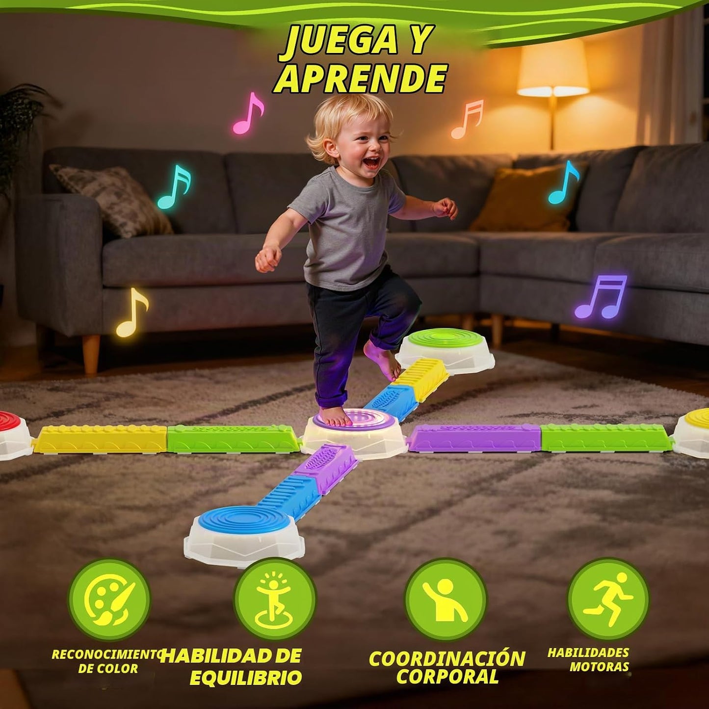 HYES - Piedras iluminadas y vigas de equilibrio para niños de 3 a 5...