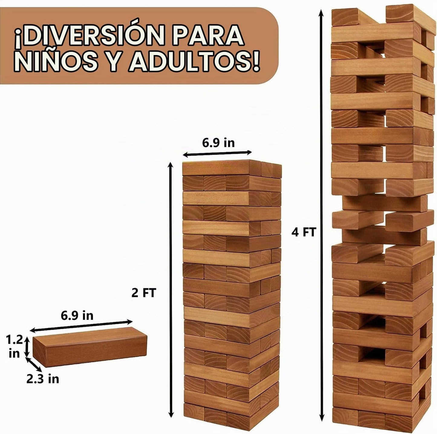 Juegoal Torre Gigante de Tumble de 54 Piezas Marrón para Adultos, N...