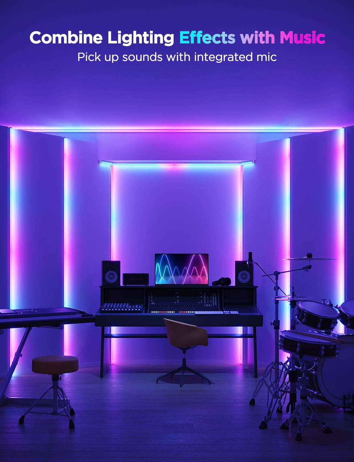 Govee RGBIC - Tira de luces LED de 16.4 pies con cubiertas, luces L...