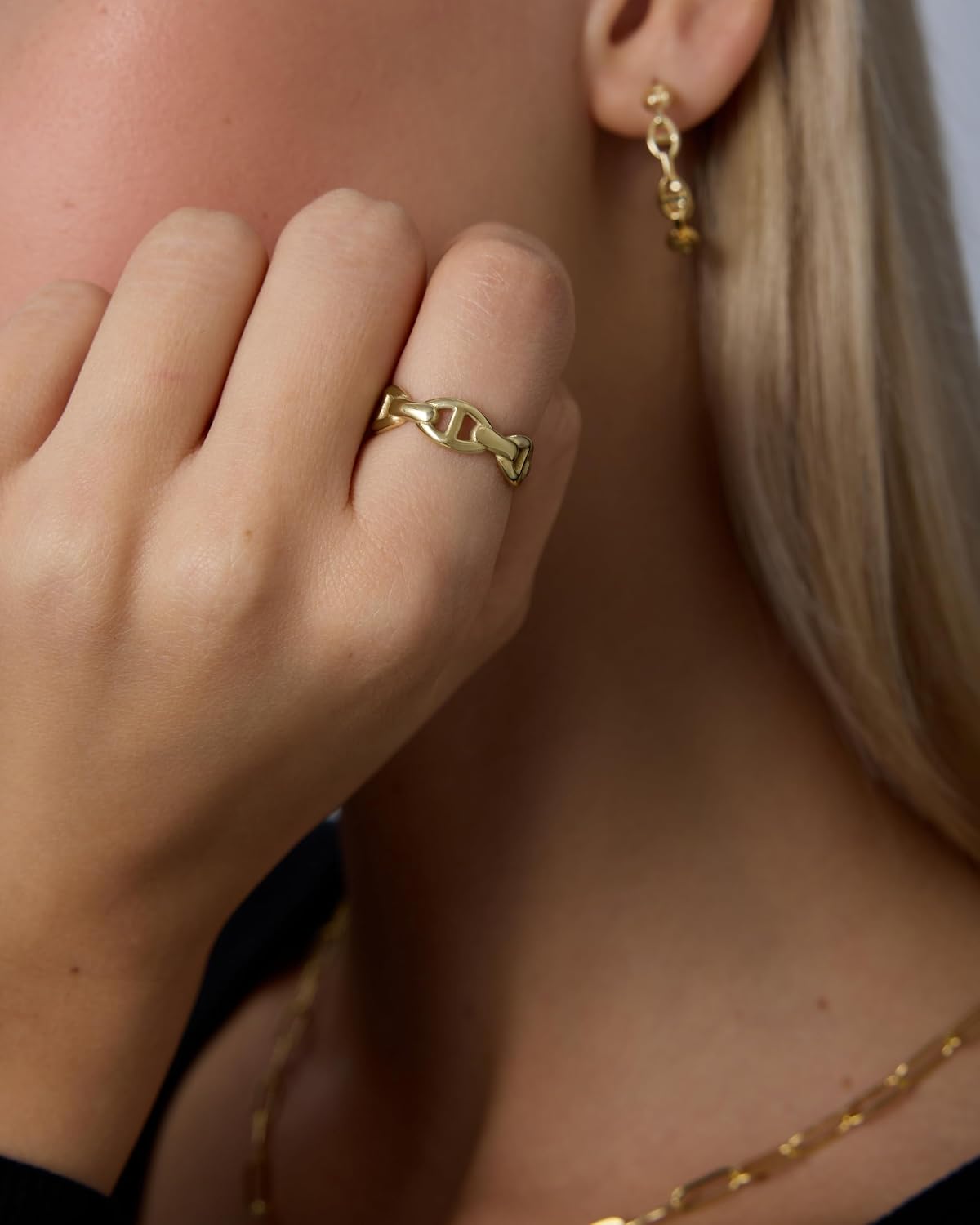 PAVOI Anillo de eslabones impermeable \u2013 Anillo de cadena de es...