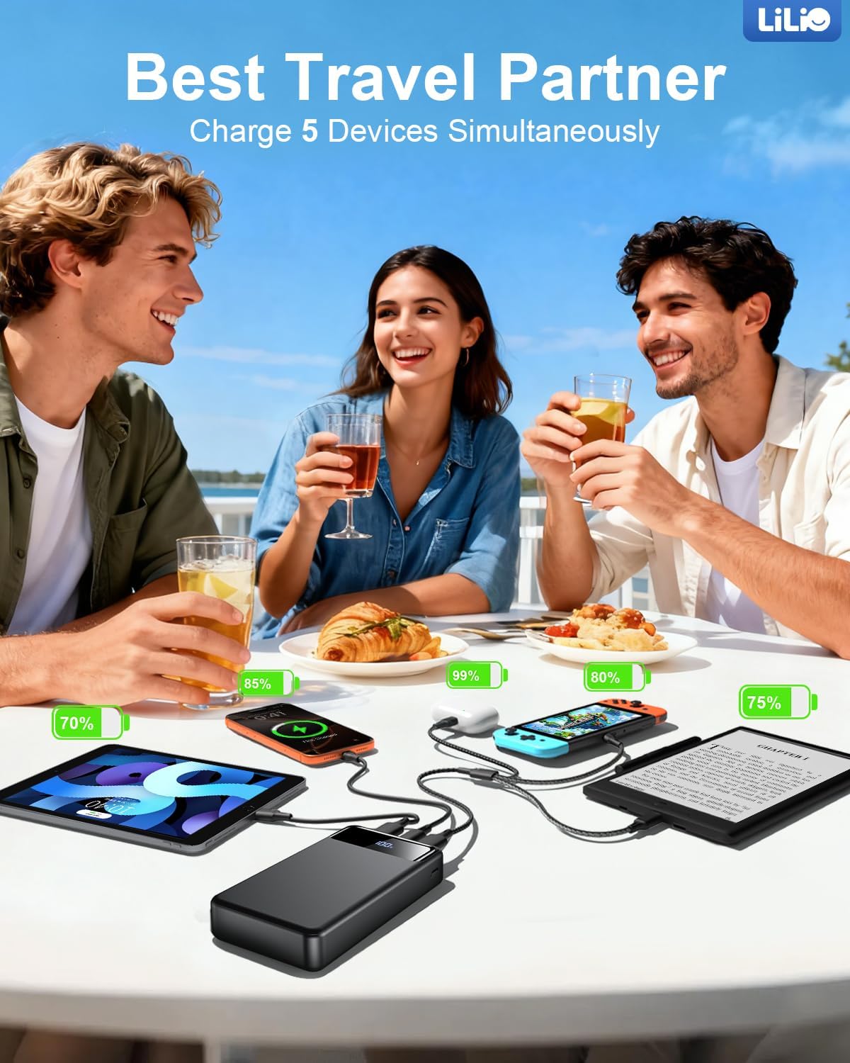 LILIO Cargador portátil, batería de 60,000 mAh, cargador de batería...