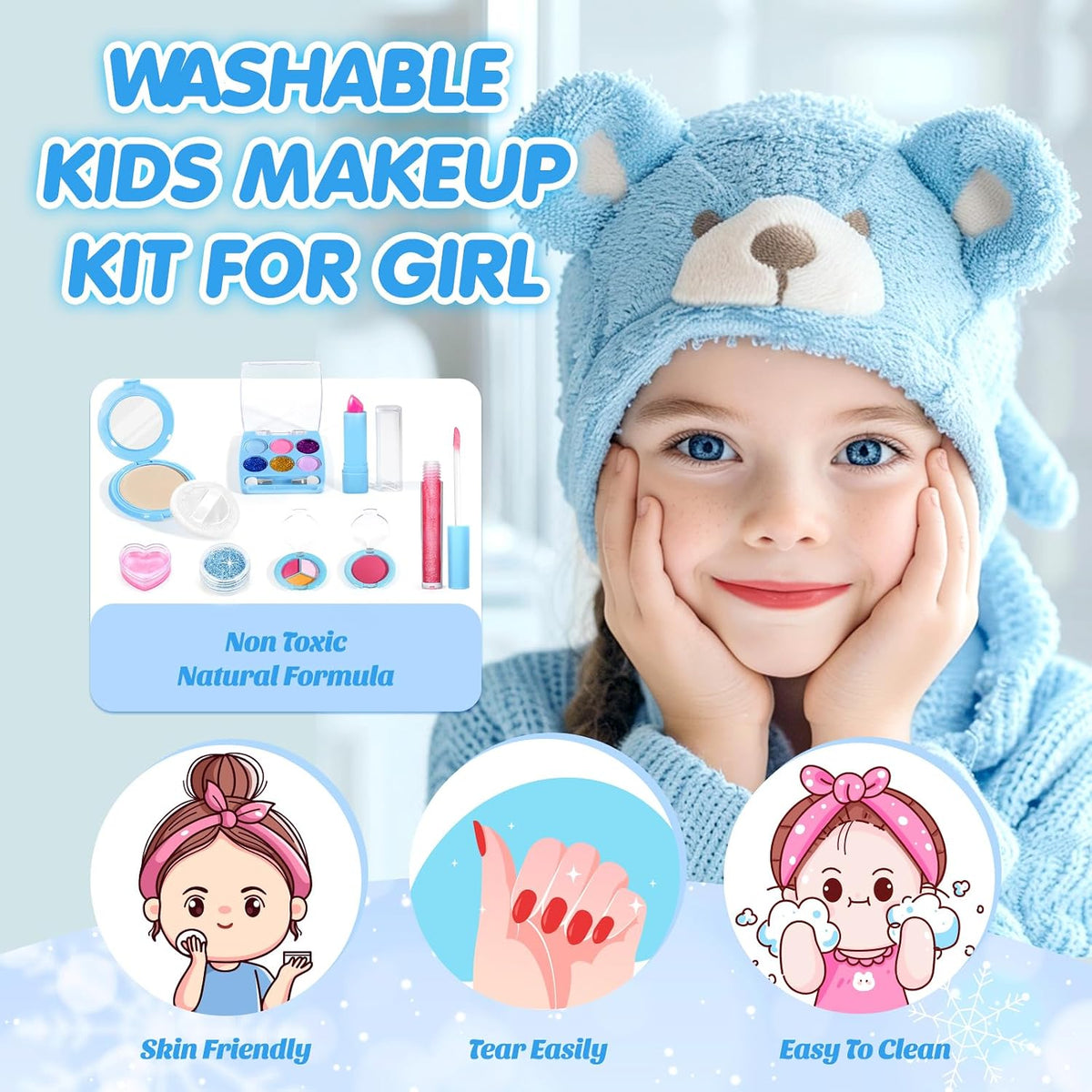 Juego de maquillaje con caja de cosméticos para niñas de 3 a 8 años...