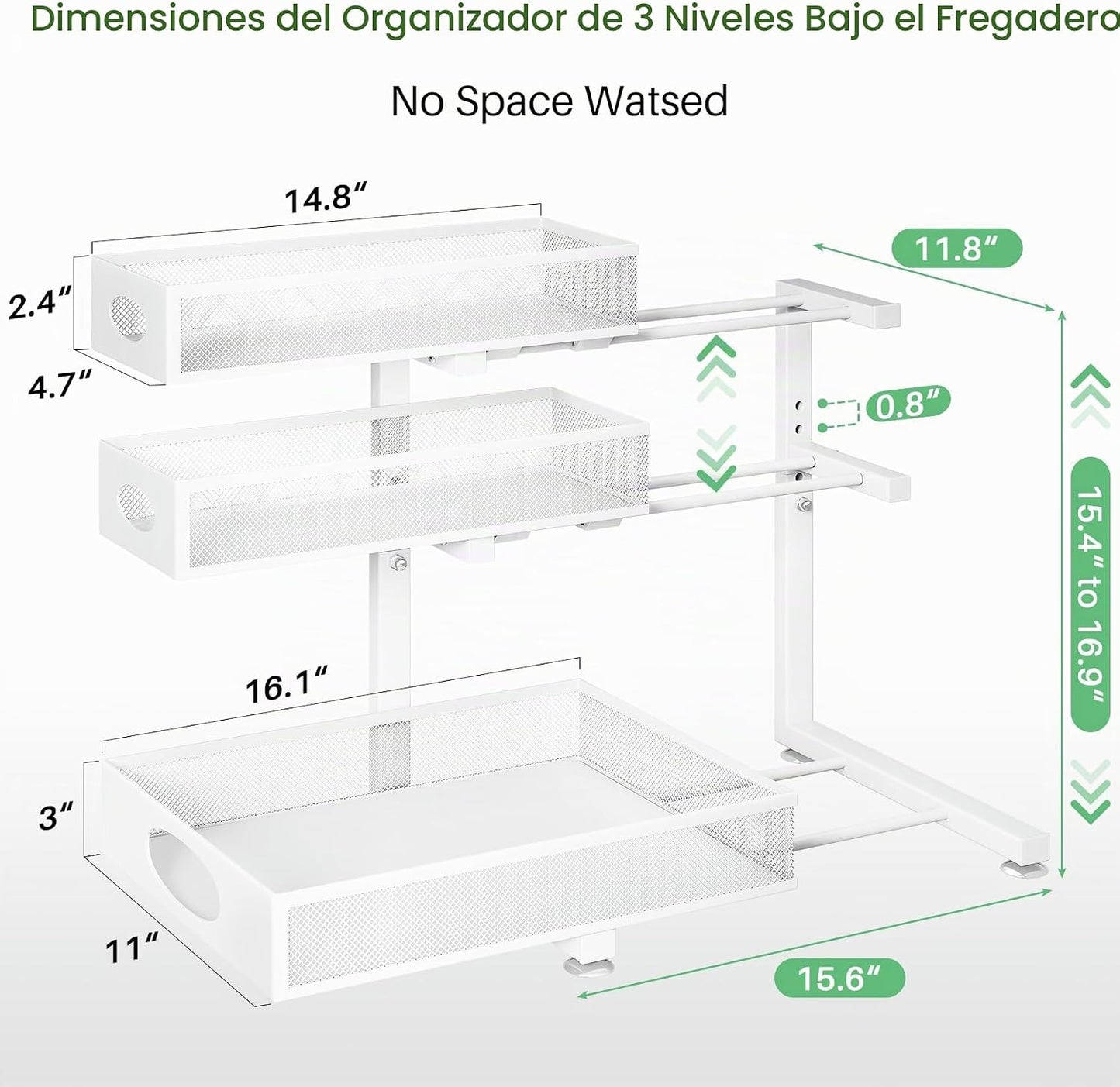 Kitstorack Organizador para debajo del fregadero, paquete de 2 unid...