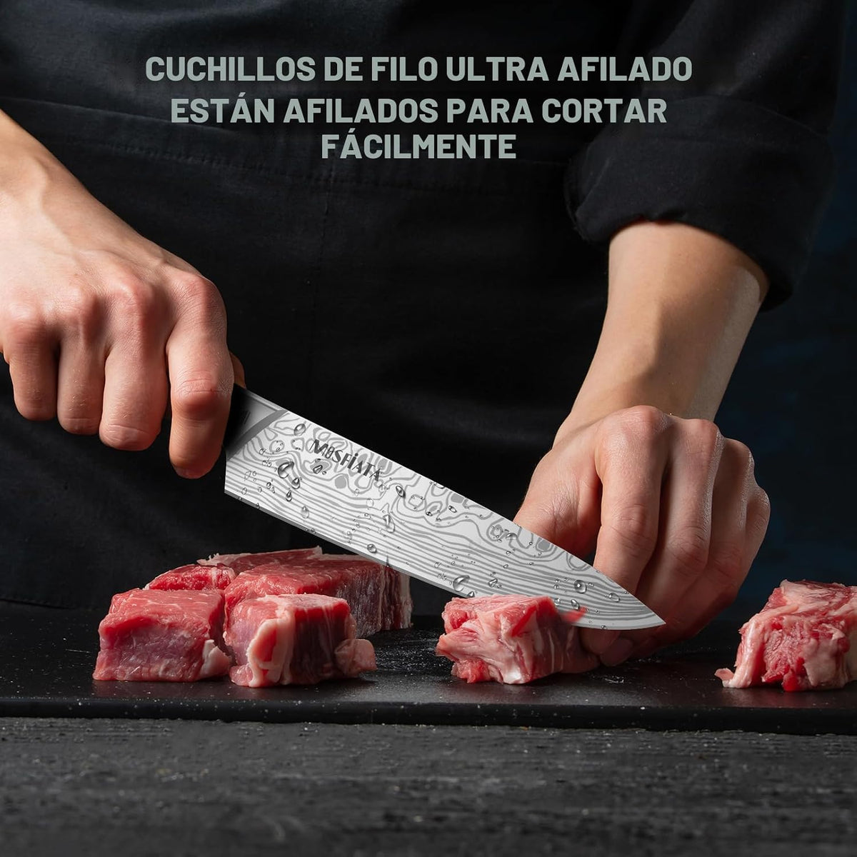 MOSFiATA Juego de cuchillos de cocina, 12 piezas de cuchillos japon...