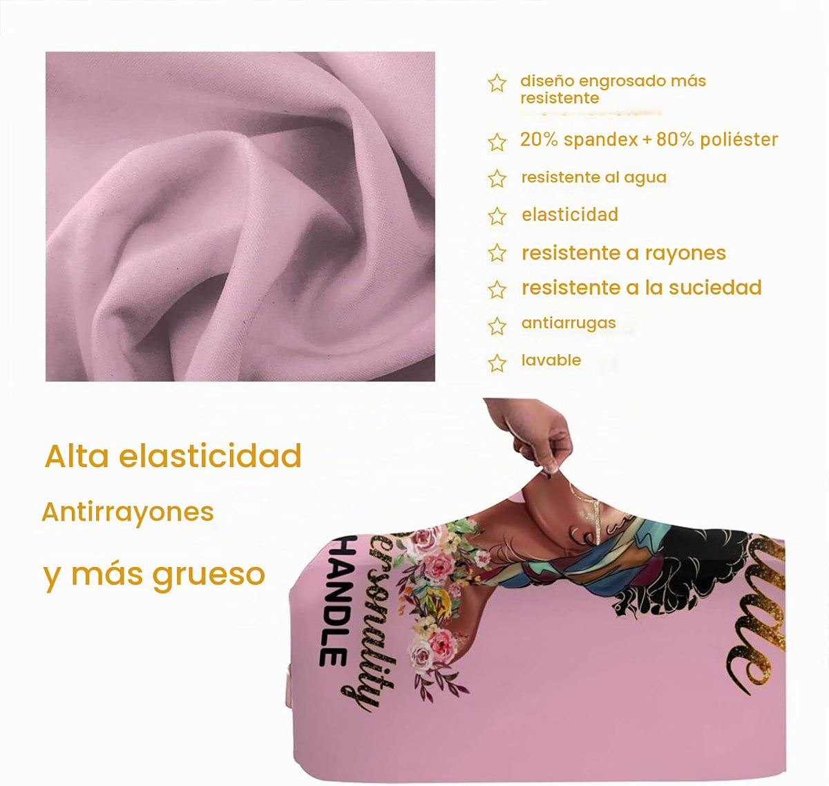 Hepmant Protector de maleta de viaje para mujer afroamericana, elás...
