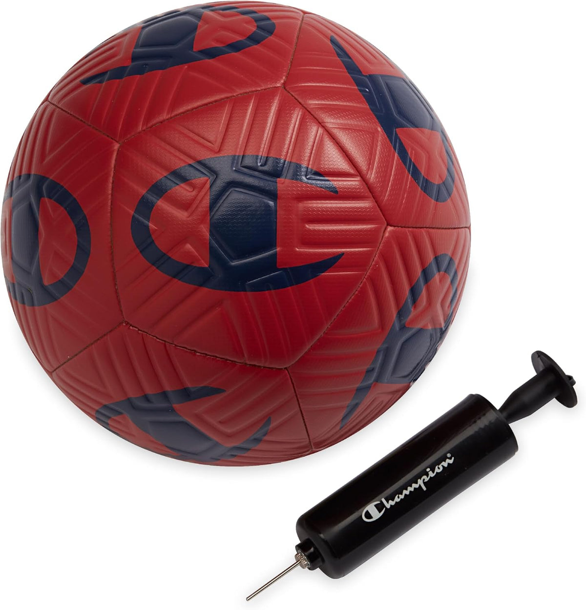 Champion Playmaker Logo Balón de fútbol desinflado con bomba, balón...