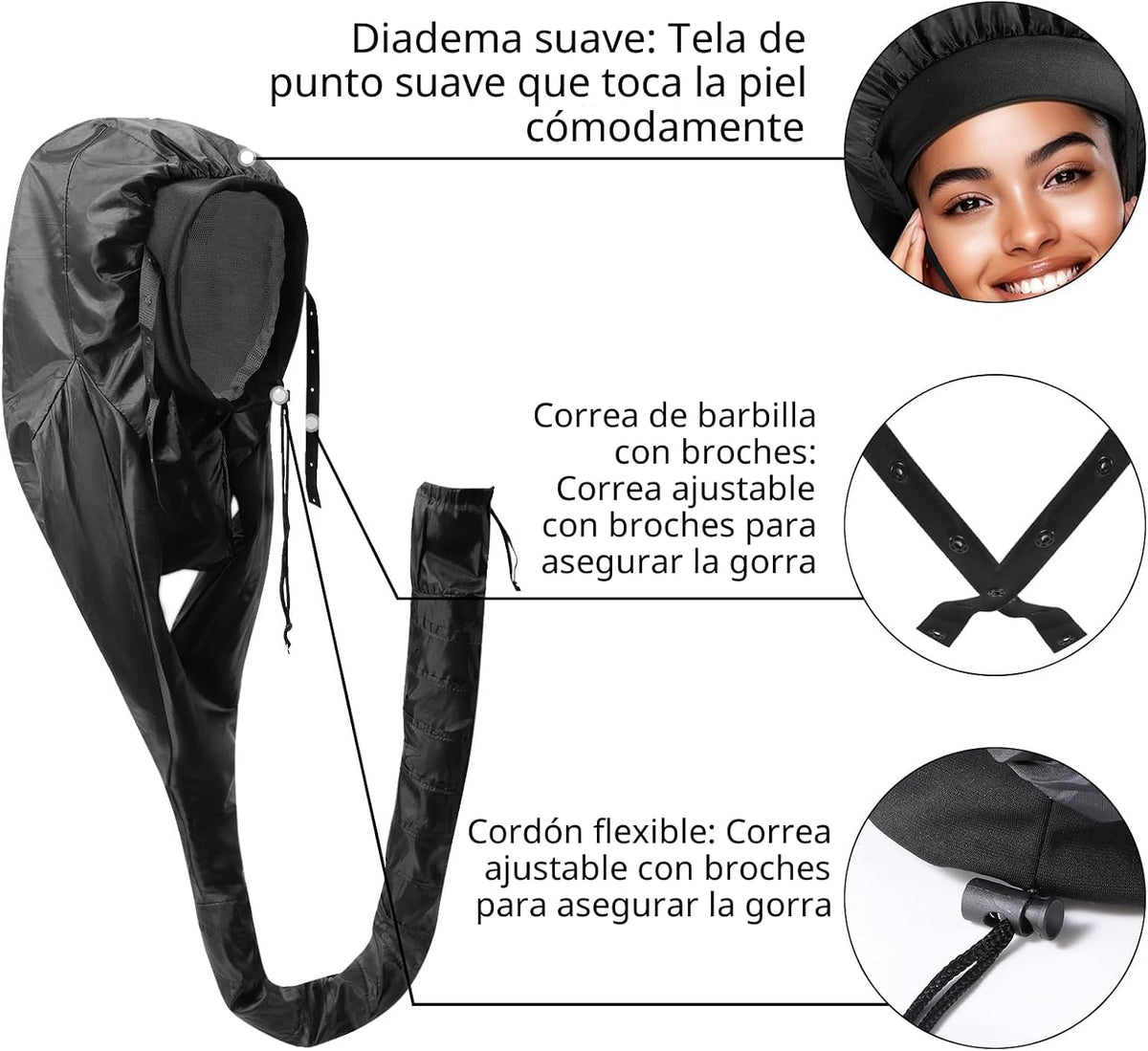 Gorro de secador de pelo con capucha, tubos dobles mejorados, inclu...