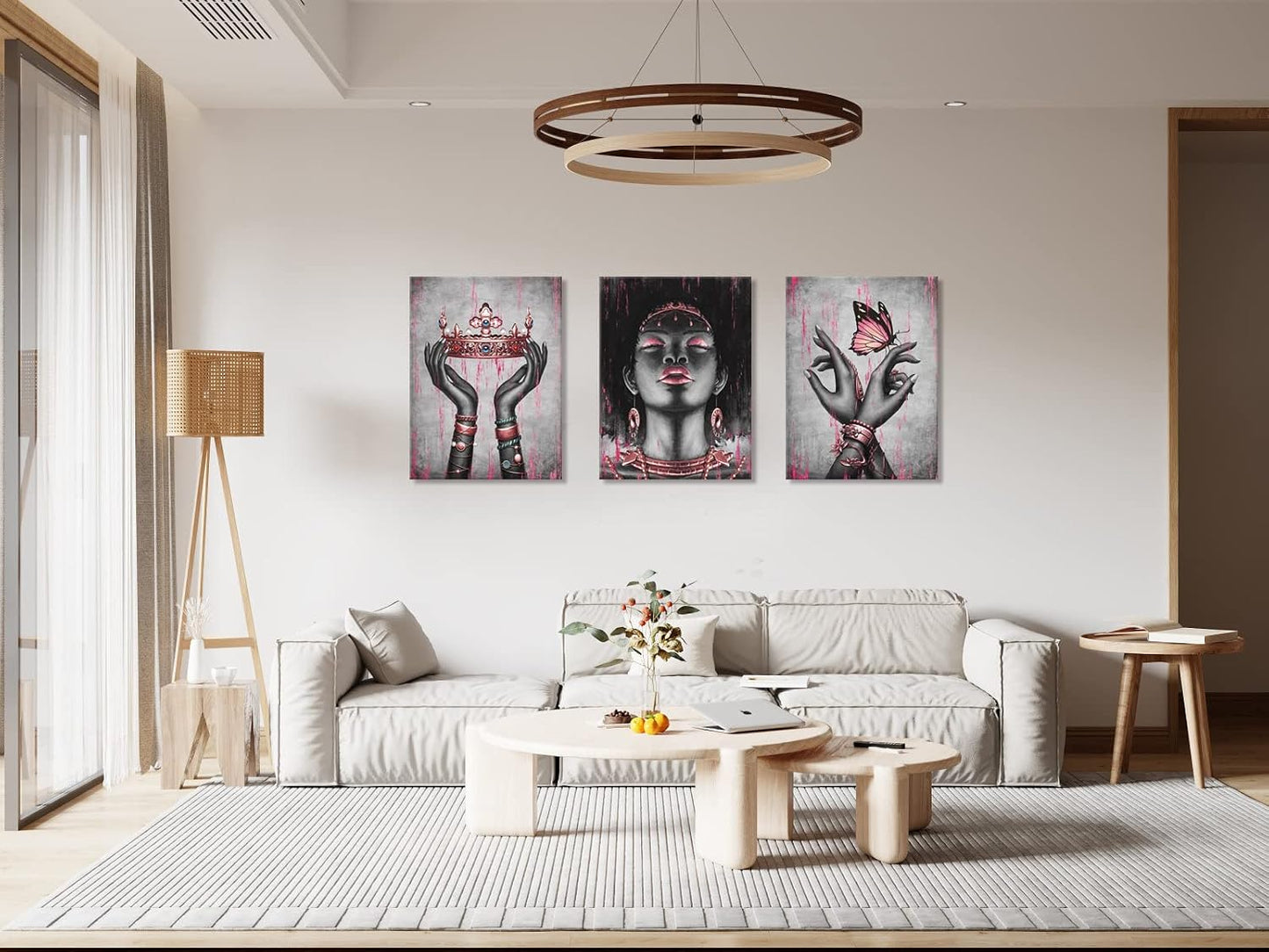 Visual Art Decor Arte de pared afroamericano rosa y gris, decoració...