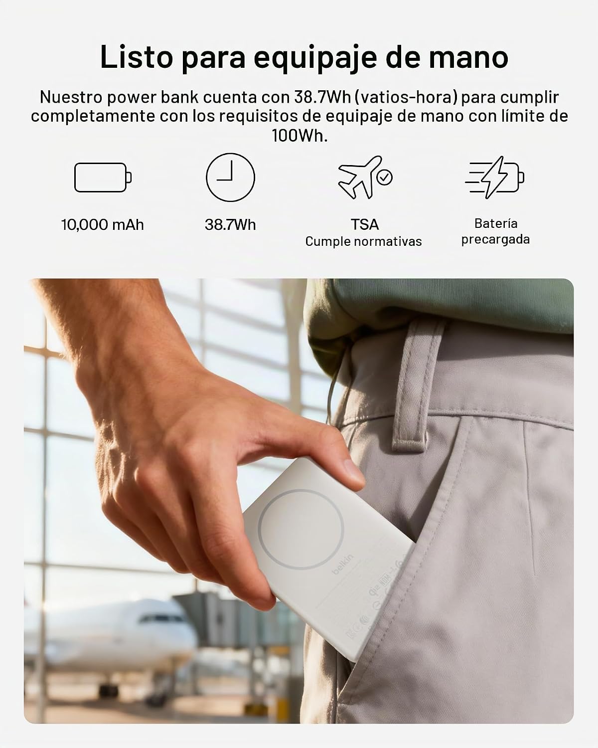 Belkin Banco magnético delgado del poder de 10000mAh Qi2 15W con el...