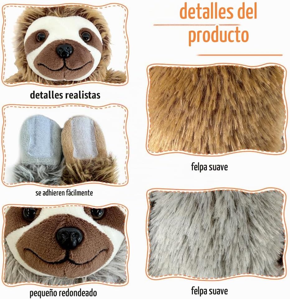 Perezoso colgante de animales de peluche, 2 piezas de perezoso gris...