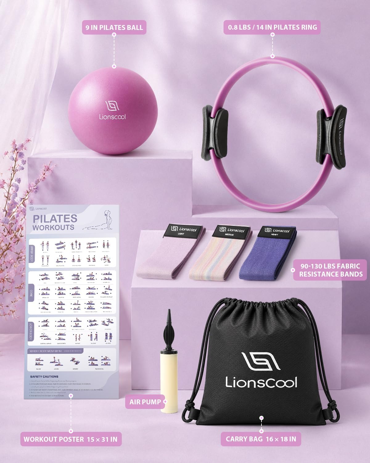 LIONSCOOL Juego de anillos de pilates círculo mágico de 14", mini p...
