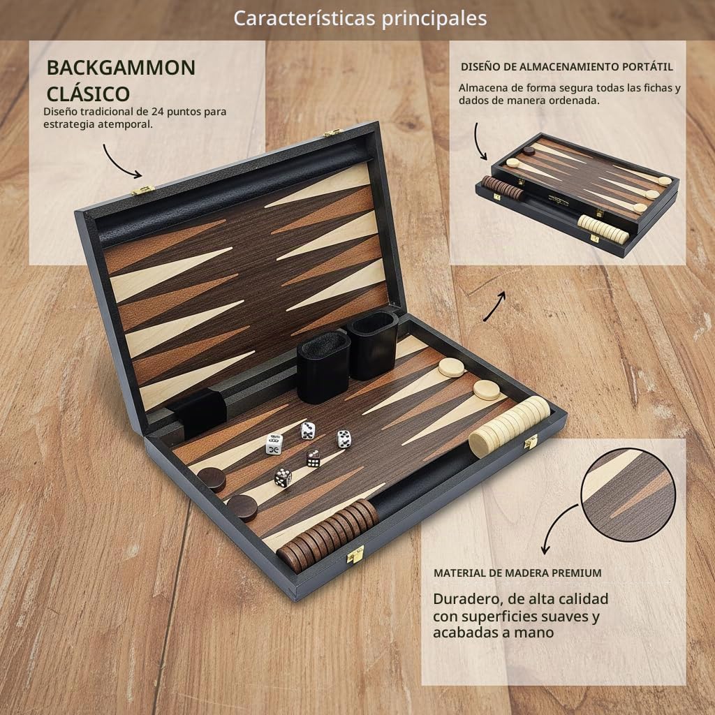 Juegos de backgammon de 15 pulgadas con tablero plegable, juego gra...