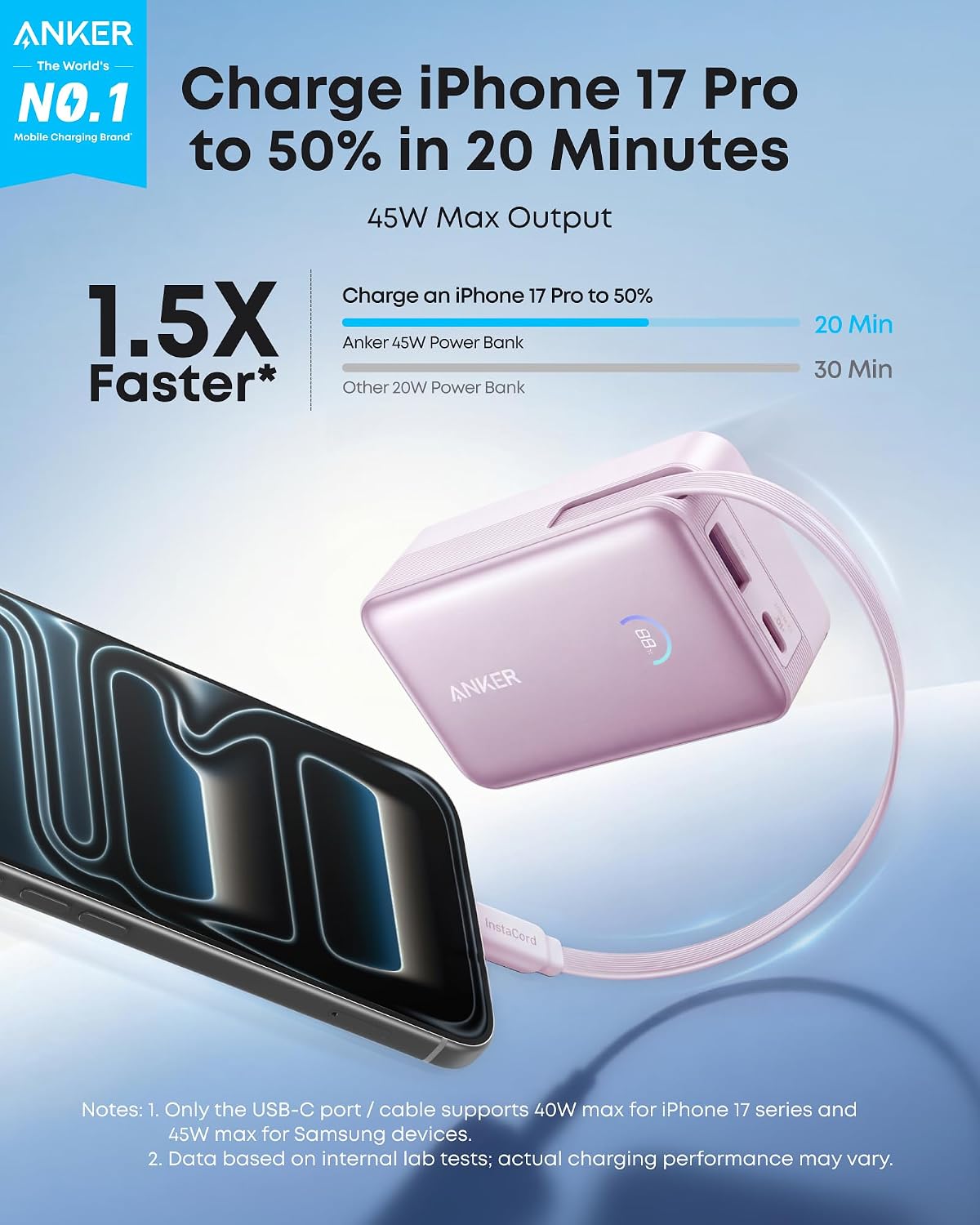 Anker Nano Power Bank, 45W 10,000mAh cargador portátil, paquete de...