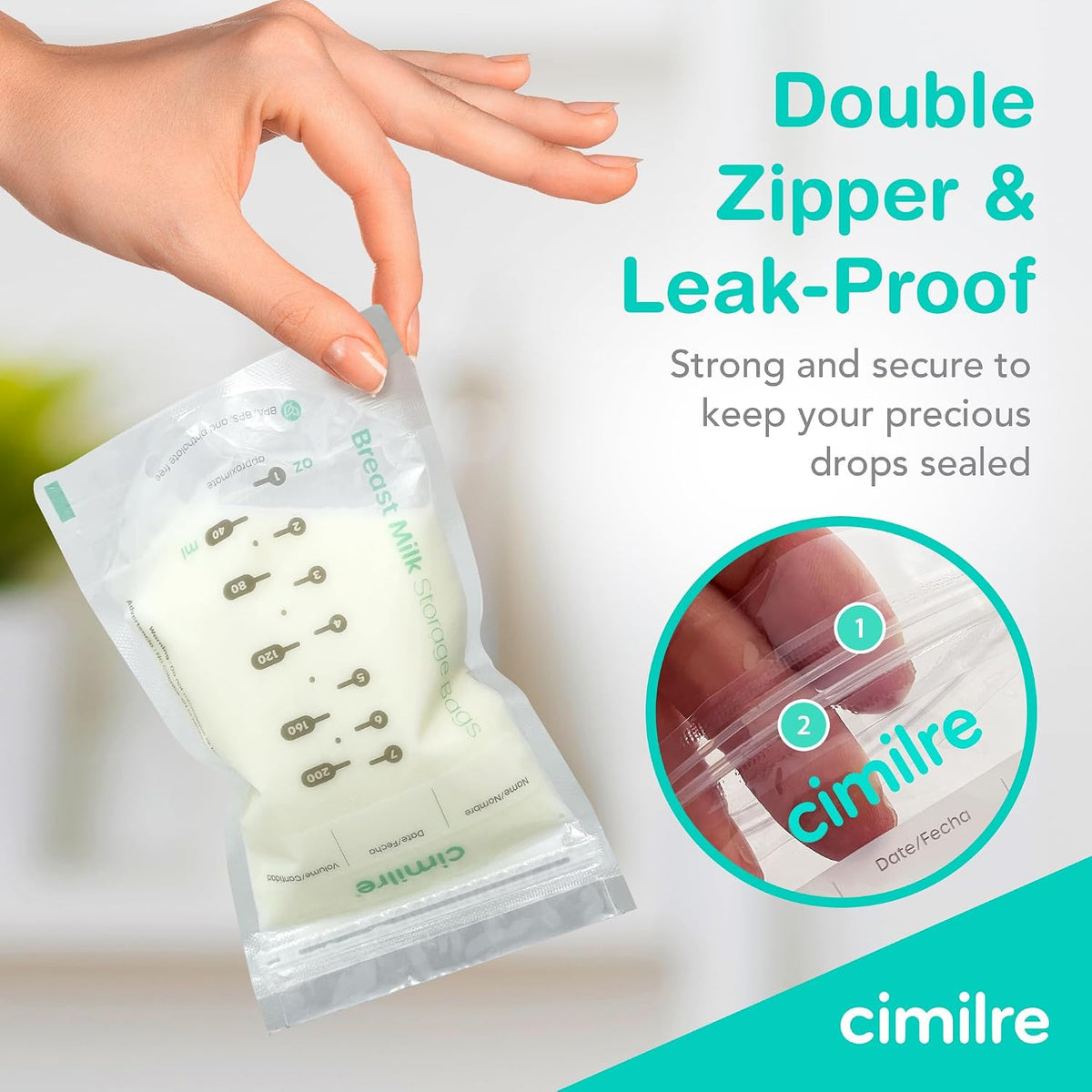 Cimilre S6+ - Paquete de bolsas de almacenamiento de leche materna...