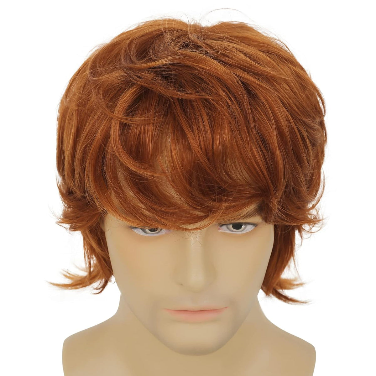 Wiwige Peluca de color naranja para hombre, peluca sintética de cap...