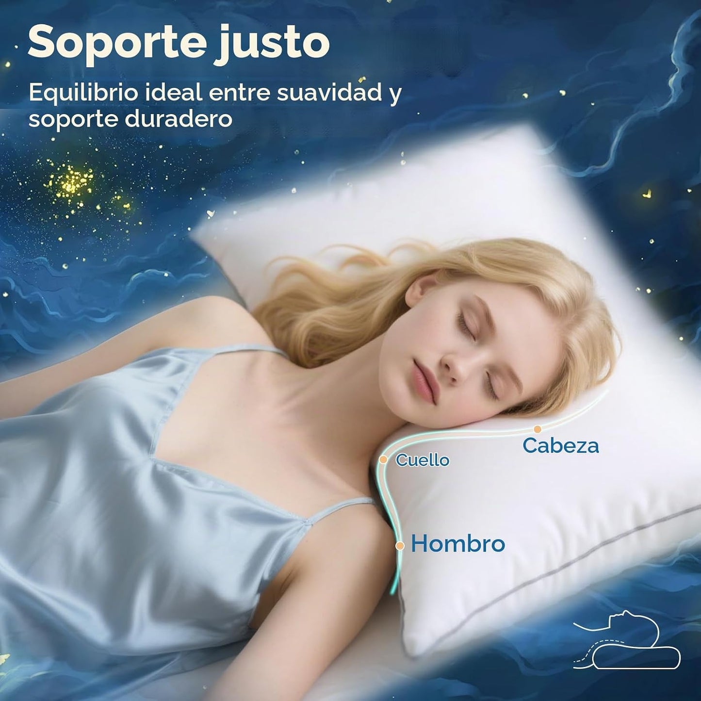 Sasttie Juego de 6 almohadas estándar firmes, almohadas de cama de...