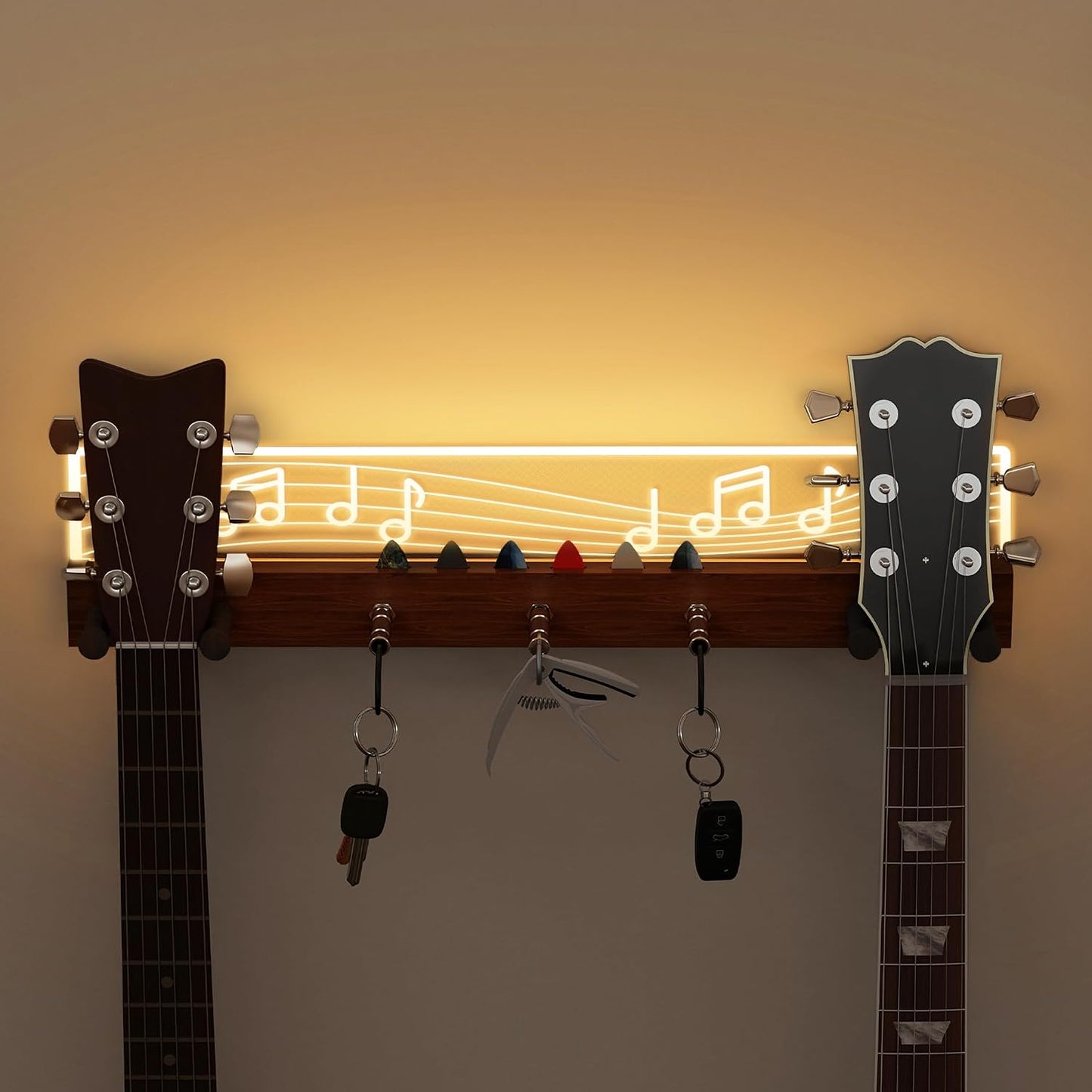 CoolGift Mart Soporte de pared para guitarra iluminado, capacidad p...