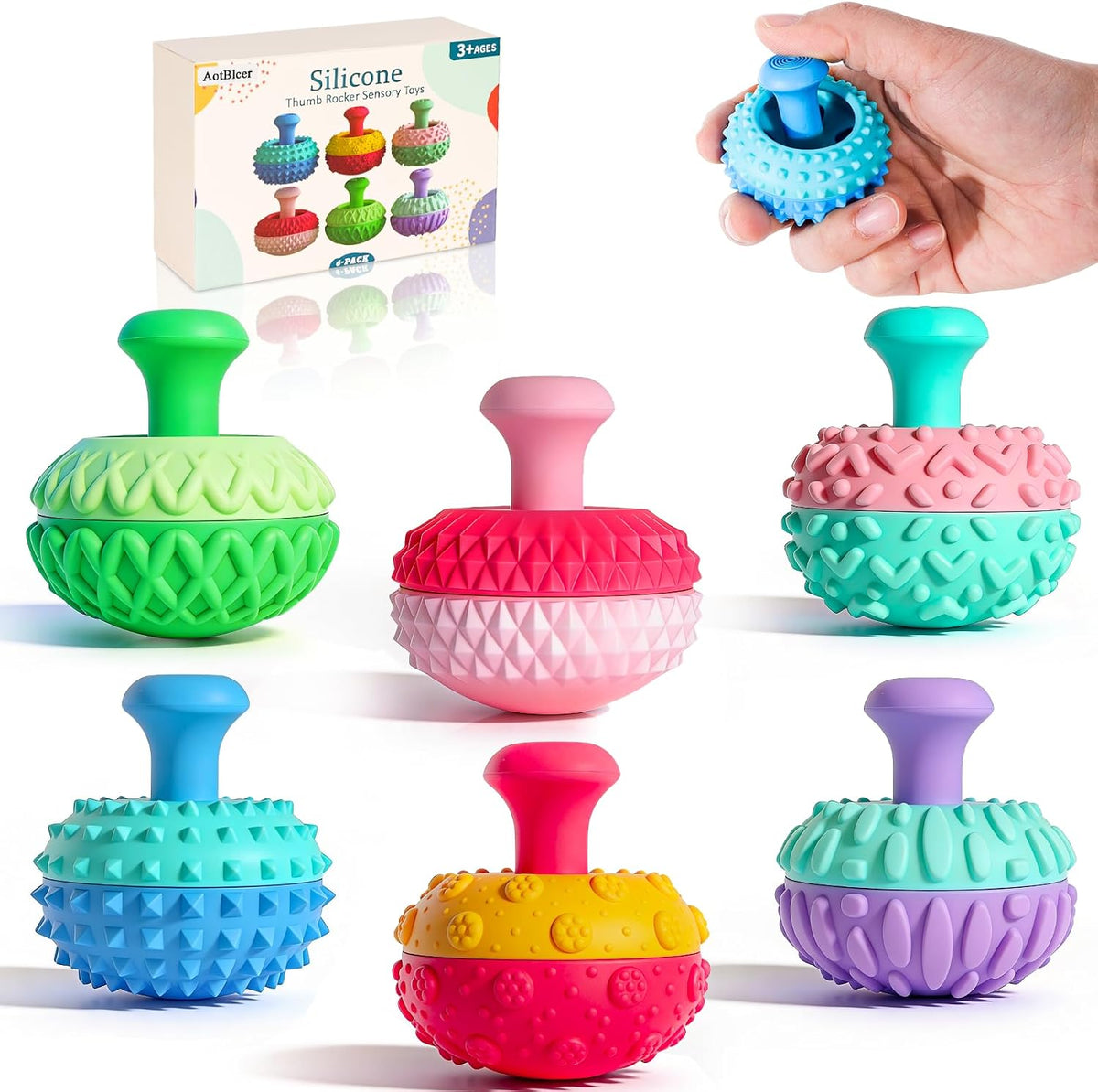 Mecedor de pulgar de silicona Fidget 6 piezas silencioso para escri...