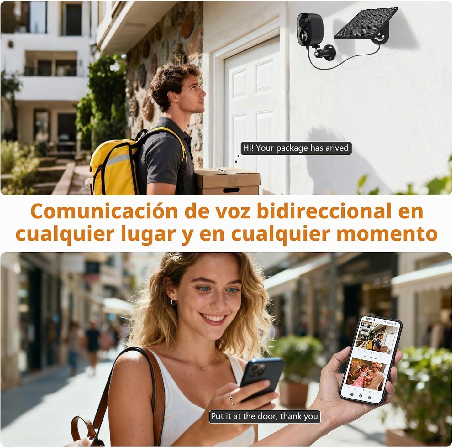 Cámara de seguridad 2K FHD inalámbrica para exteriores para segurid...