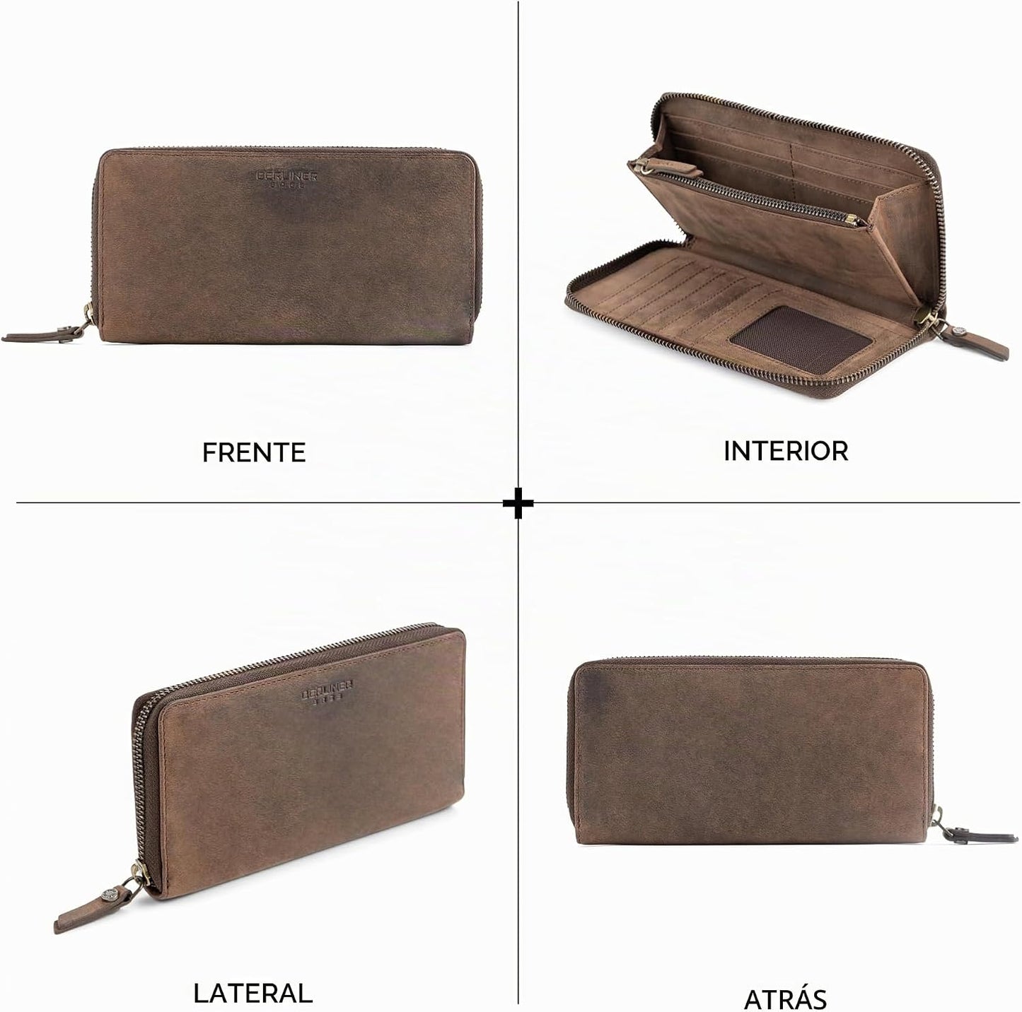 BERLINER BAGS Cartera de cuero genuino Margo, con bloqueo RFID, tar...