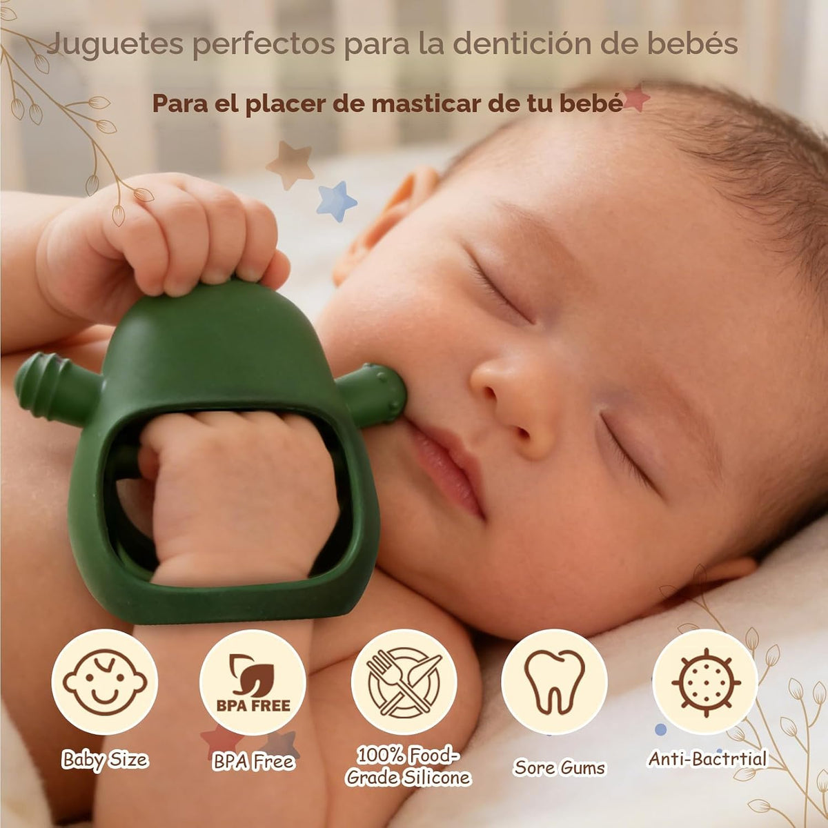 Sonajero del bebé Juguetes de dentición de silicona Aguacate Mitten...