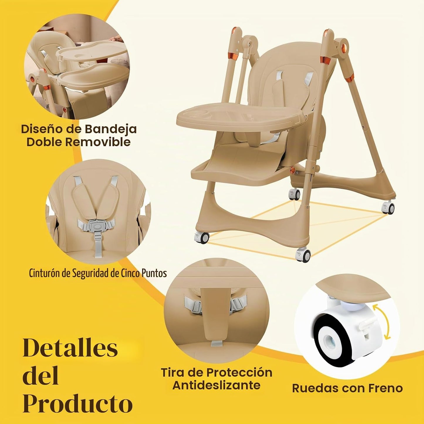Silla alta 6 en 1 | Silla alta convertible para recién nacido a niñ...