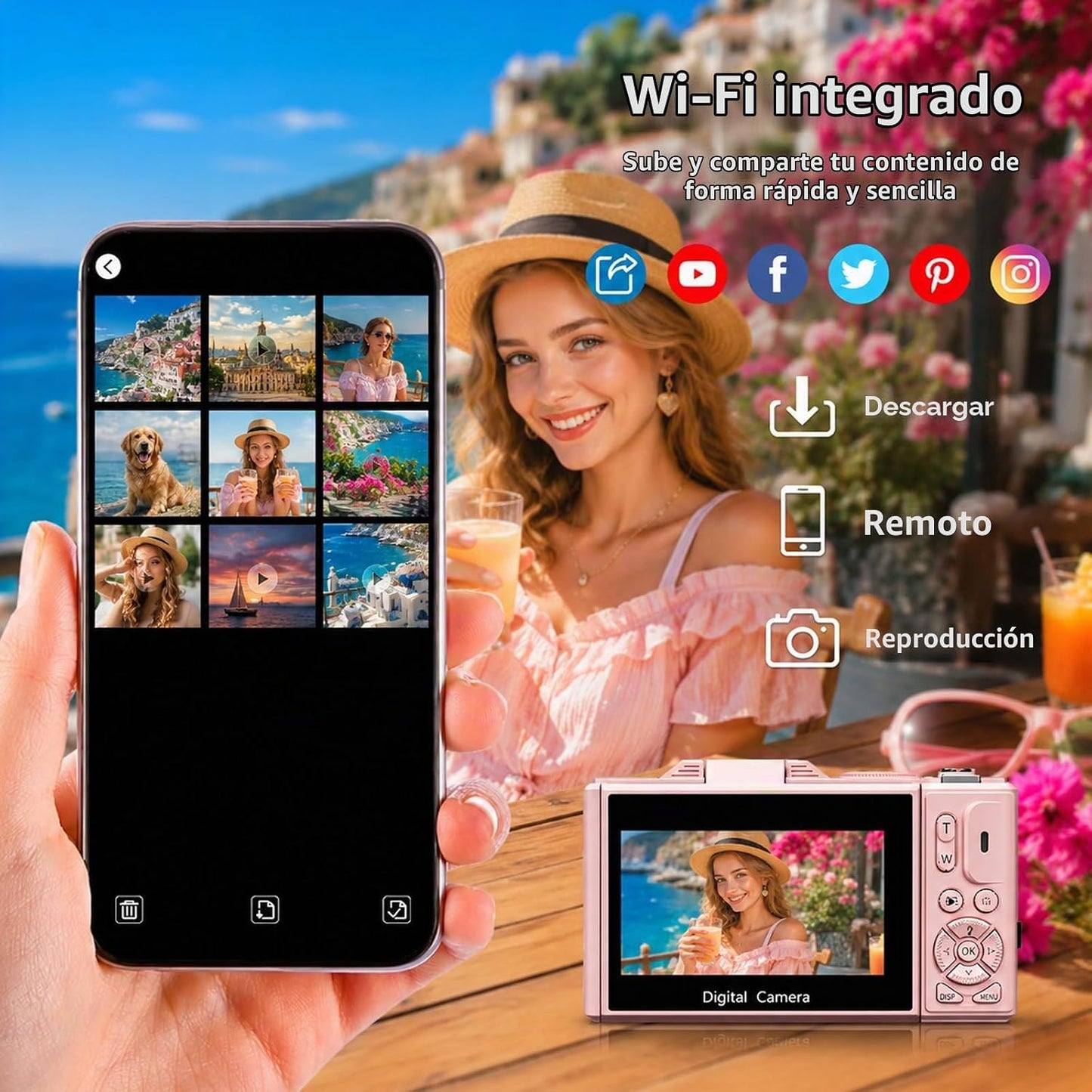 Cámara digital 4K para fotografía, cámara Vlogging de 64MP con pant...