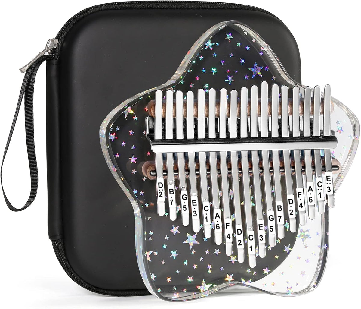 Beveetio Piano de Pulgar Kalimba Transparente Con Estuche Protector...