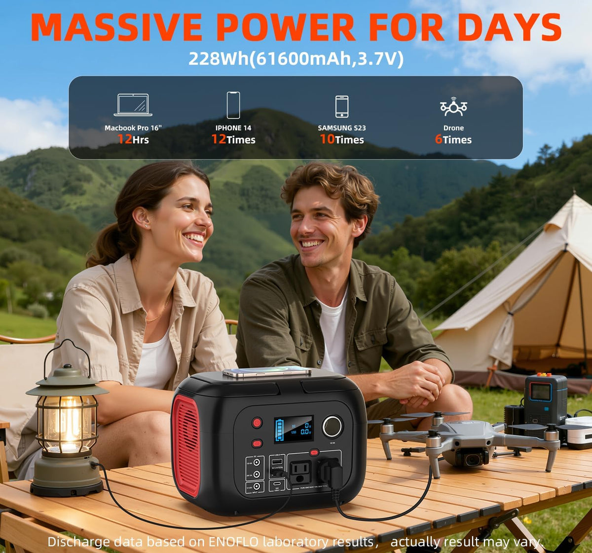 ENOFLO Estación de energía portátil 300W, generador solar 228Wh | S...